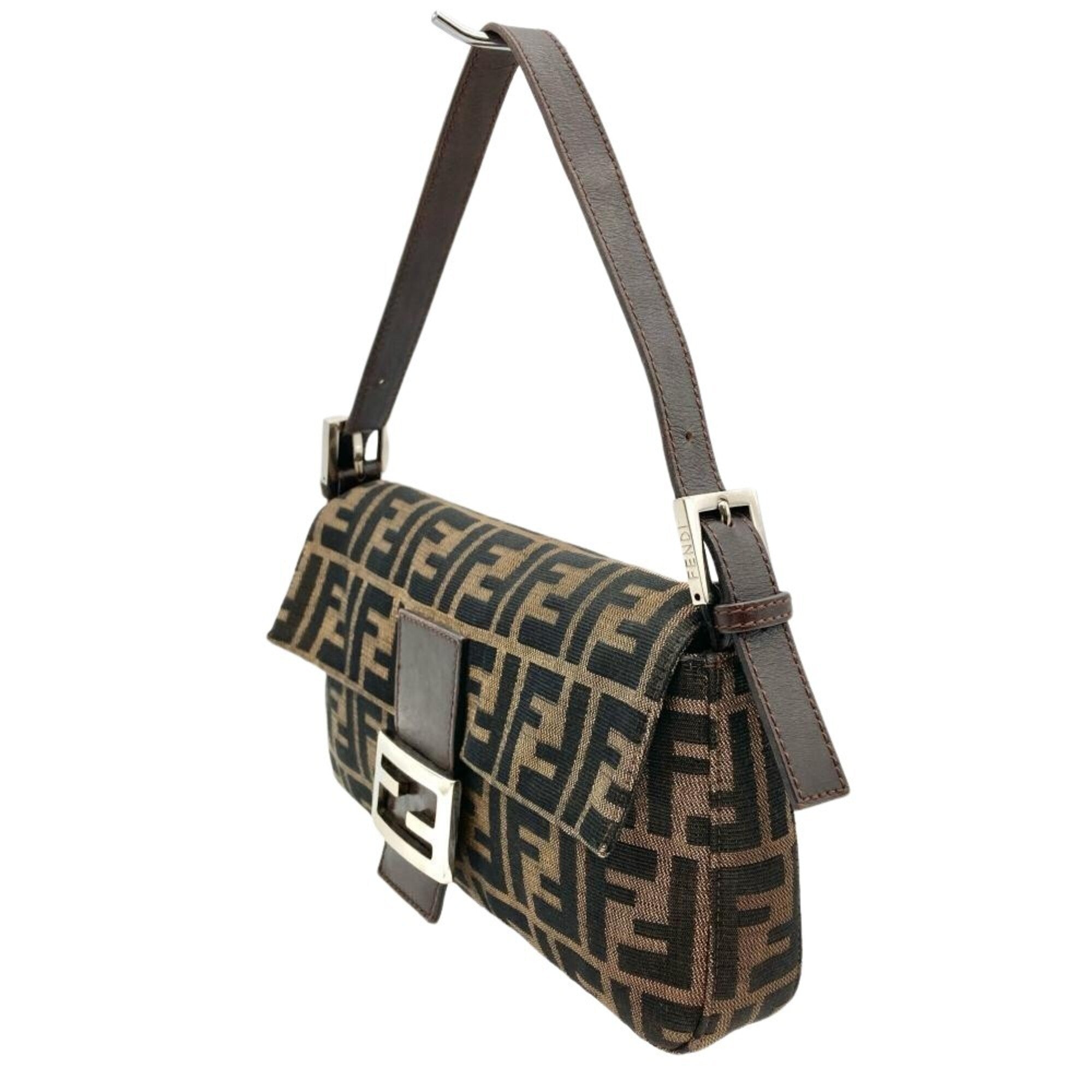 Fendi Zucca Brown Jacquard Leather Shoulder Bag (Pre-Owned)