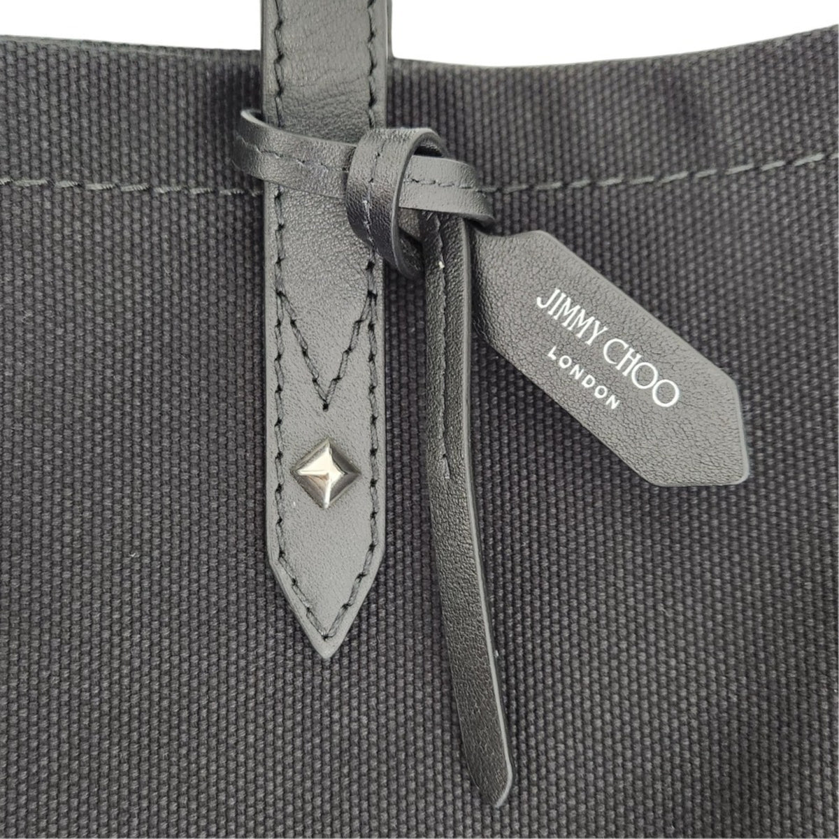 Jimmy Choo Black Canvas Leather Tote Bag (Pre-Owned)