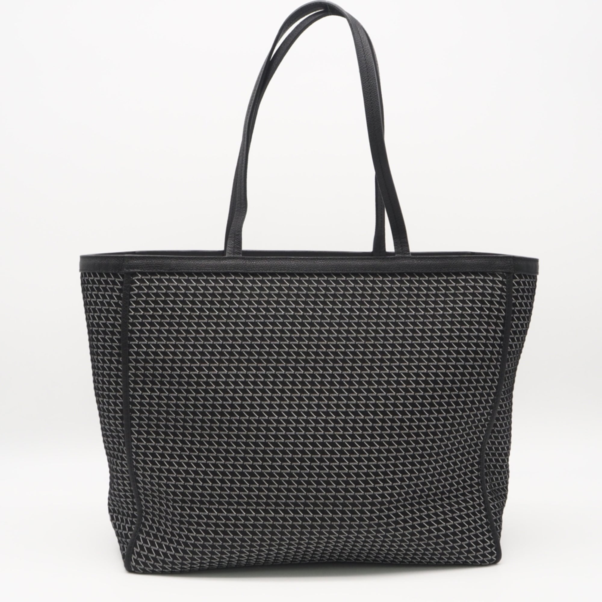 Valextra Black White Leather Handbag Tote Bag (Pre-Owned)