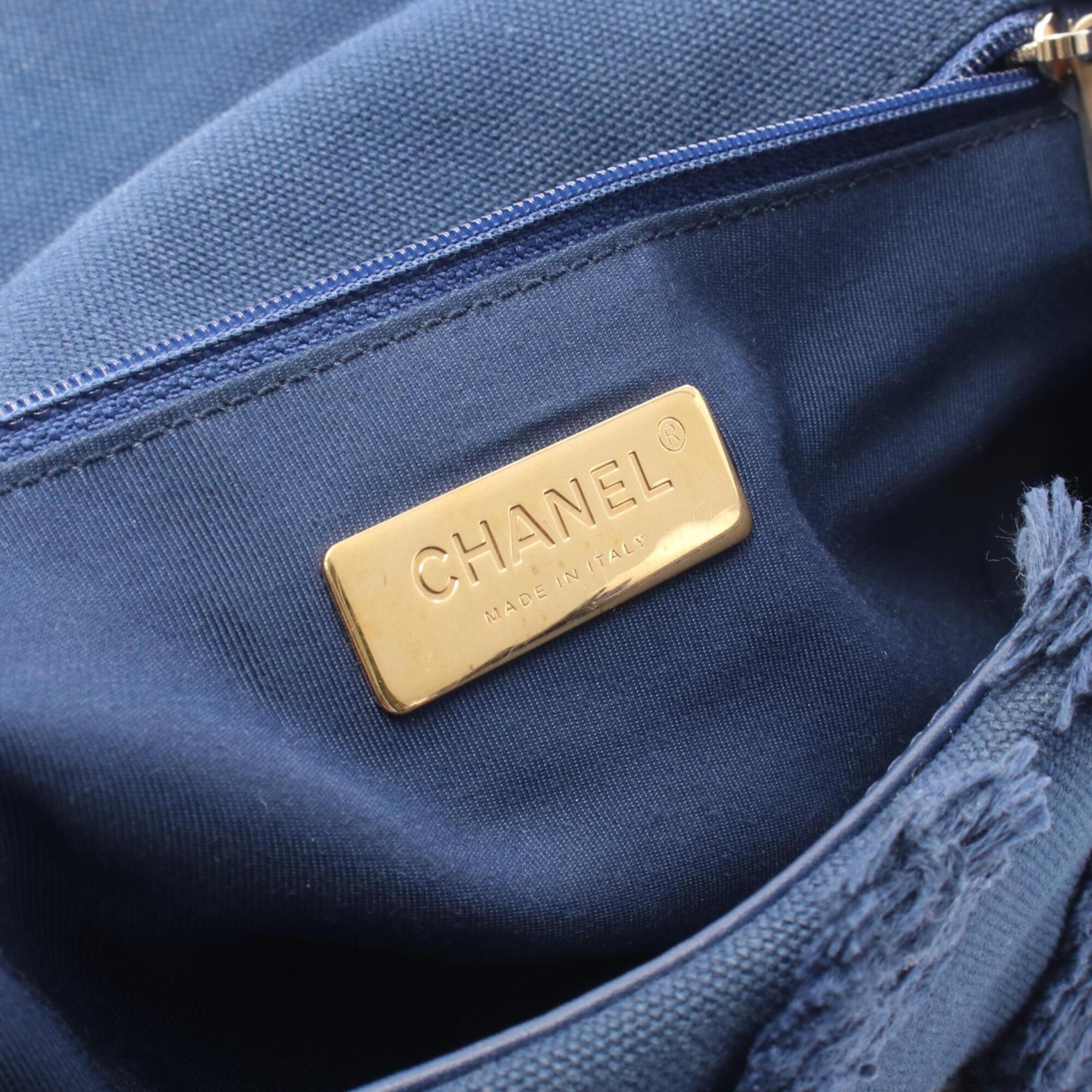Chanel Navy Canvas Handbag Shoulder Bag (Pre-Owned)