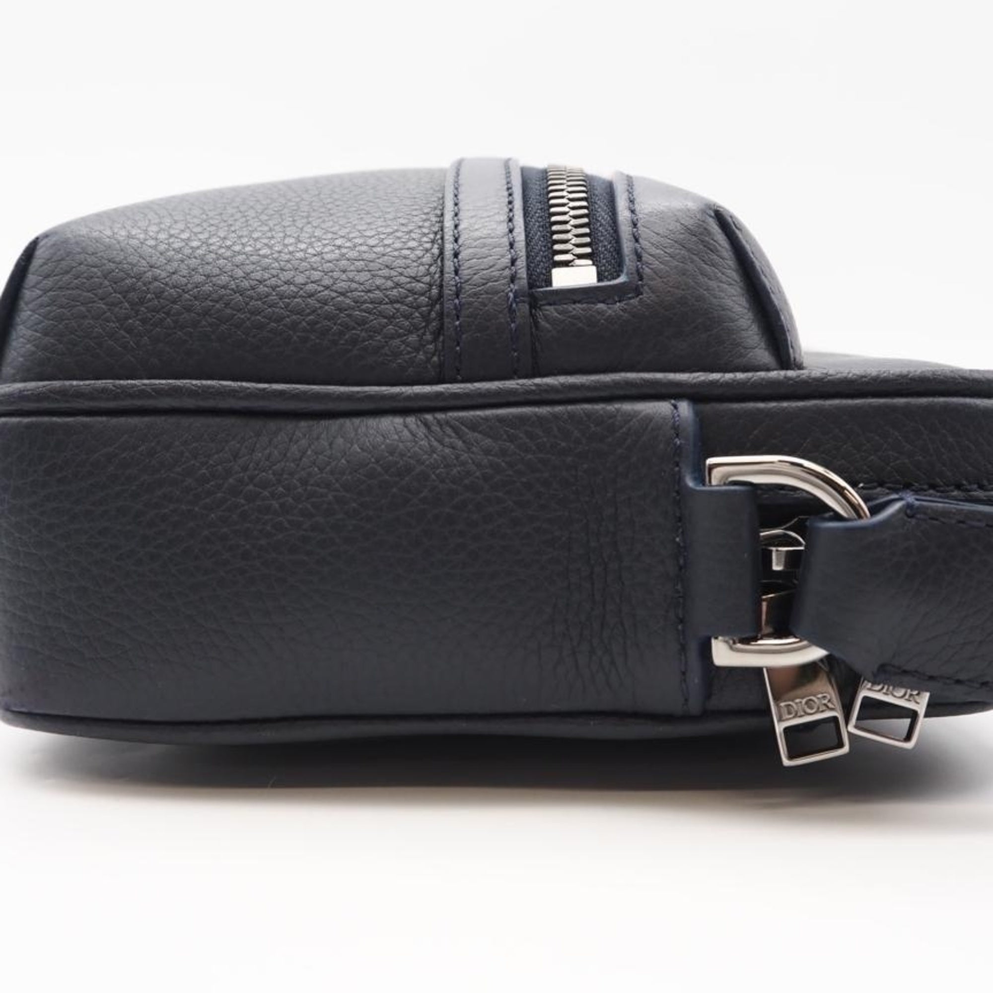 Christian Dior Navy Leather Messenger Bag Shoulder Bag (Pre-Owned)