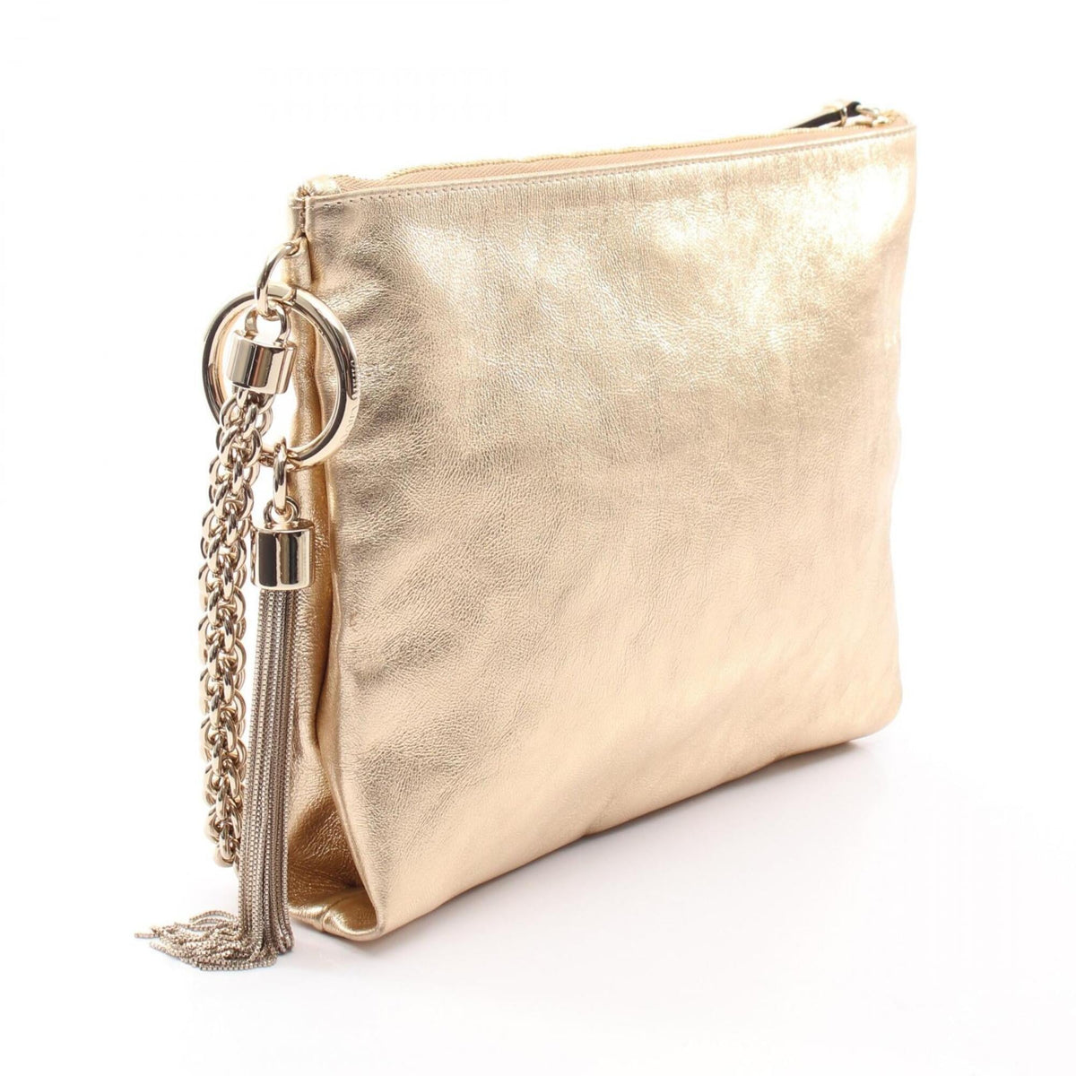 Jimmy Choo Gold Leather Handbag Shoulder Bag (Pre-Owned)