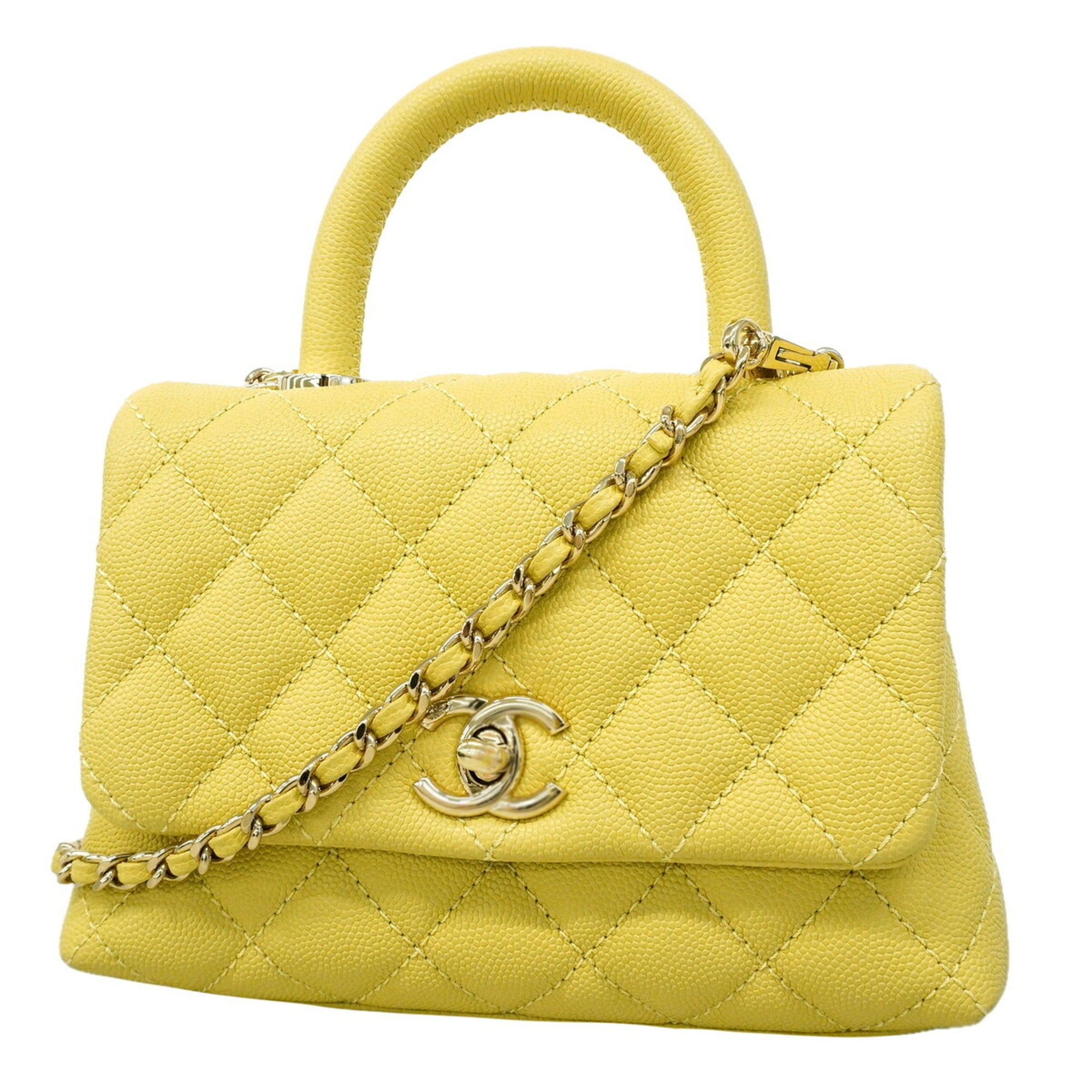 Chanel Yellow Grained Calfskin Handbag (Pre-Owned)