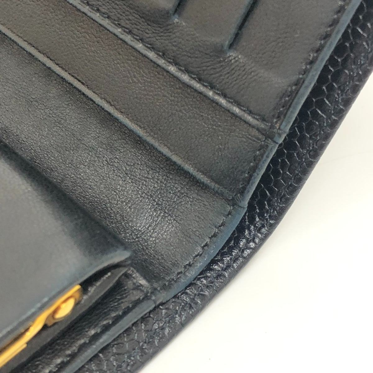 Chanel Black Grained Calfskin Long Wallet (Bi-Fold) (Pre-Owned)