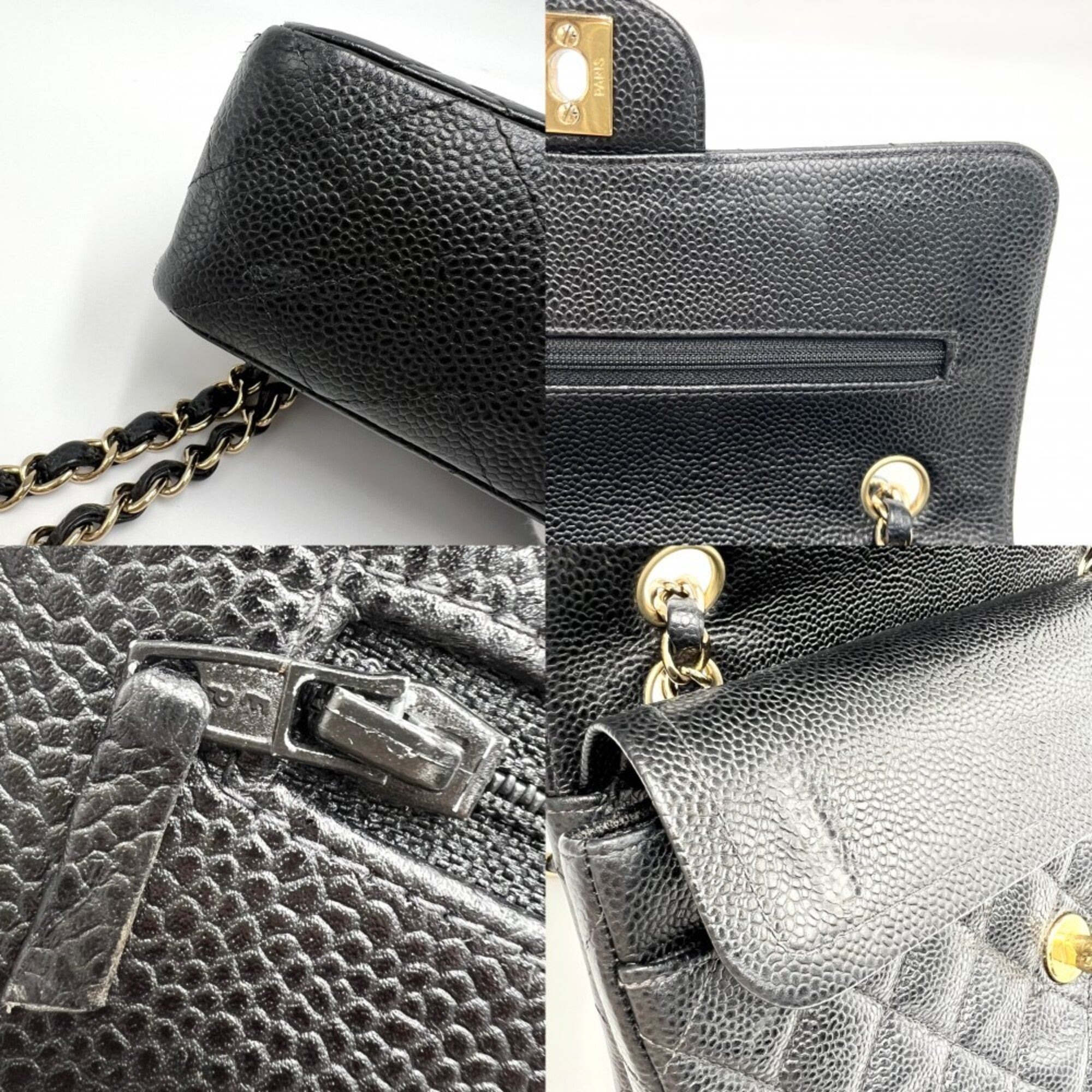 Chanel Matelasse Black Grained Calfskin Shoulder Bag (Pre-Owned)