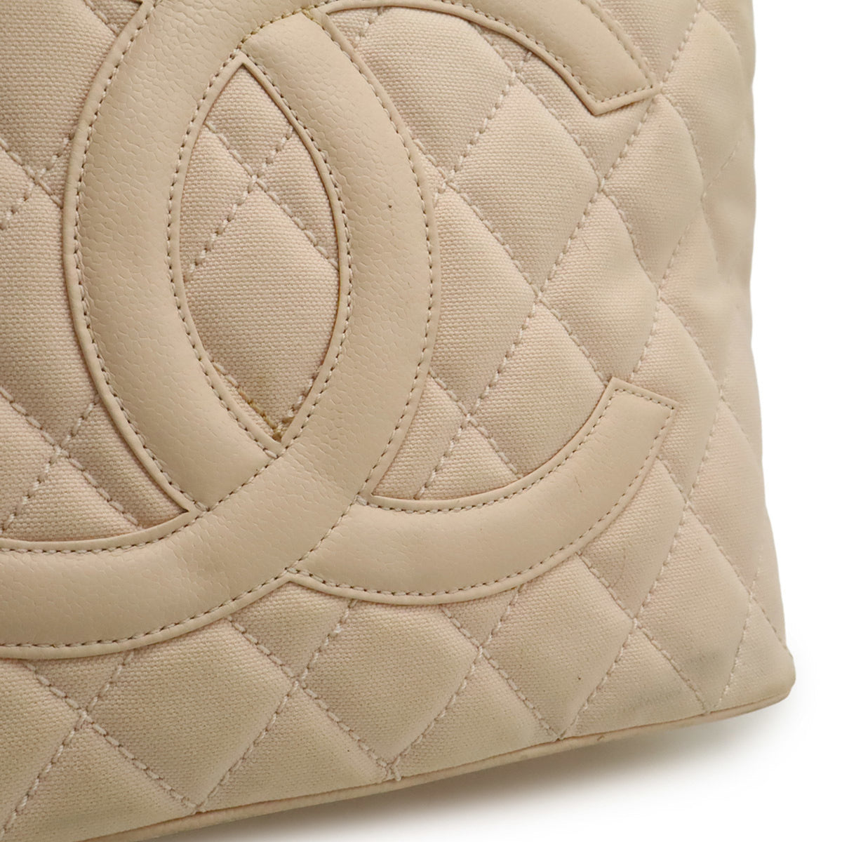 Chanel Matelasse Pink Canvas Leather Shoulder Bag Tote Bag (Pre-Owned)