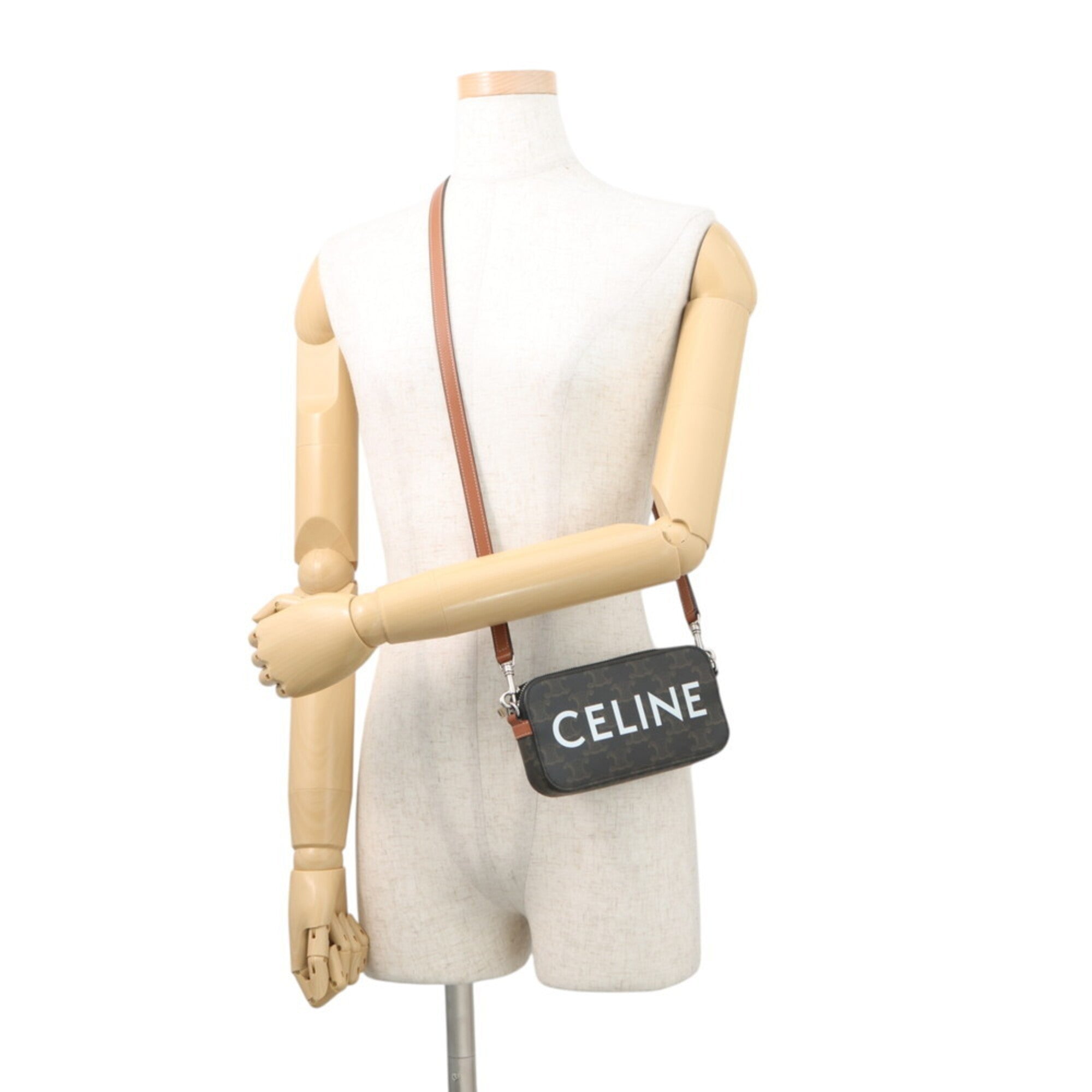 Celine Brown Dark Brown Pvc Leather Handbag Pouch Shoulder Bag (Pre-Owned)