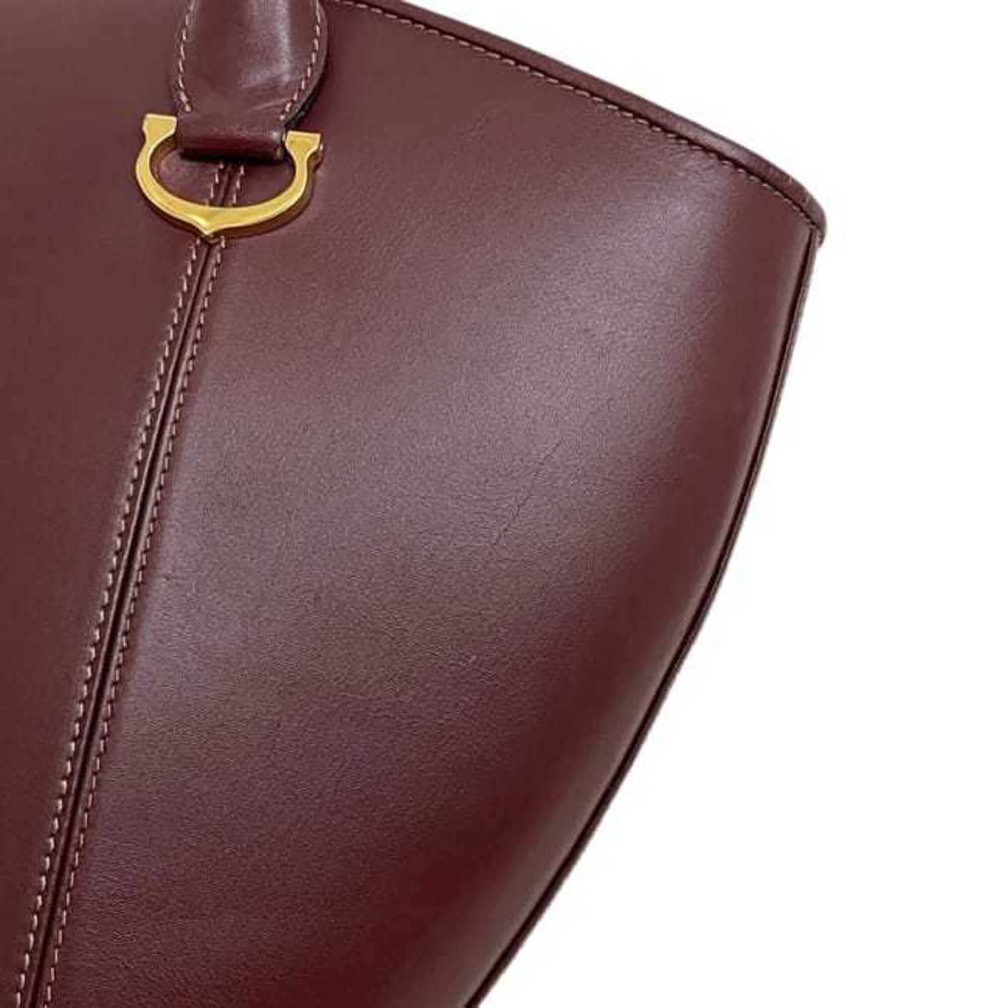 Cartier Bordeaux Leather Handbag Tote Bag (Pre-Owned)