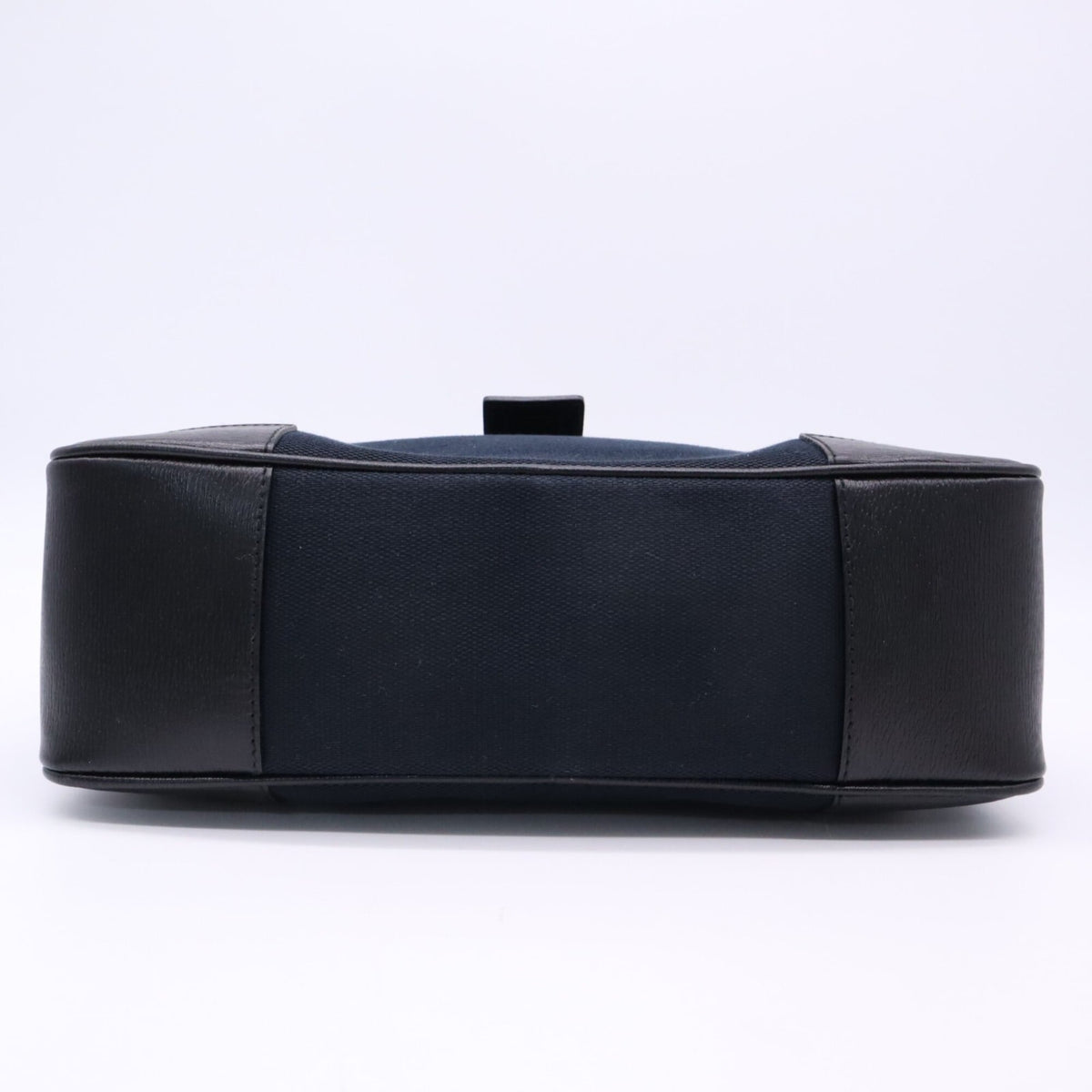 Gucci Black Navy Canvas Leather Handbag (Pre-Owned)