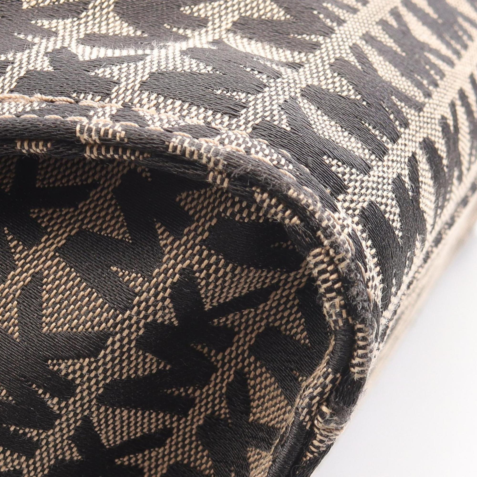 Michael Kors Beige Black Canvas Leather Tote Bag (Pre-Owned)