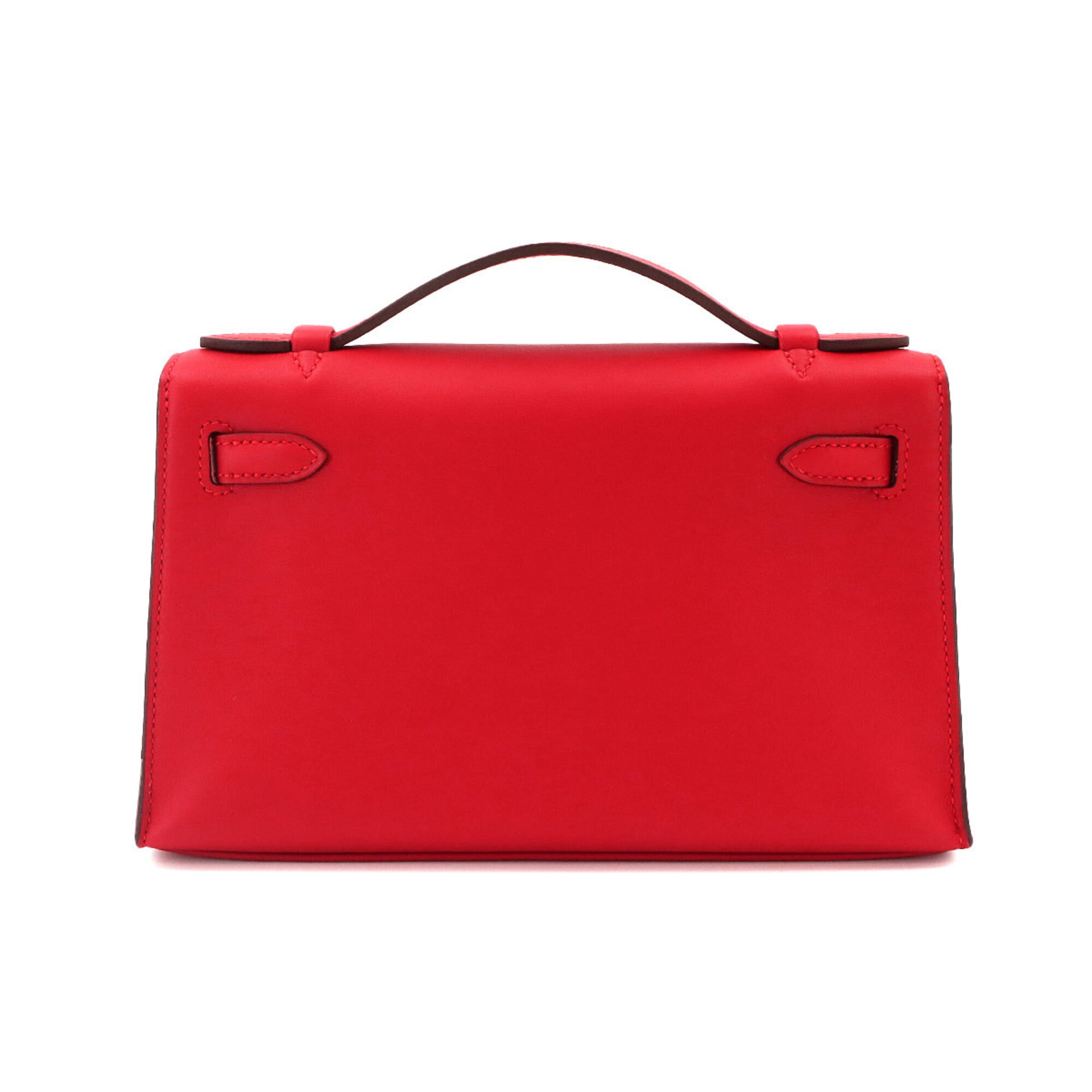 Hermes Red Color Swift Leather Handbag Pochette (Pre-Owned)