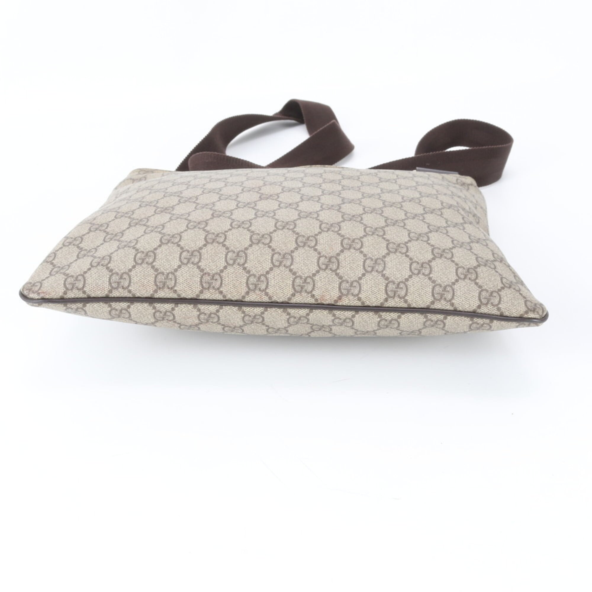 Gucci Beige Leather Coated Canvas Messenger Bag Shoulder Bag Tote Bag (Pre-Owned)