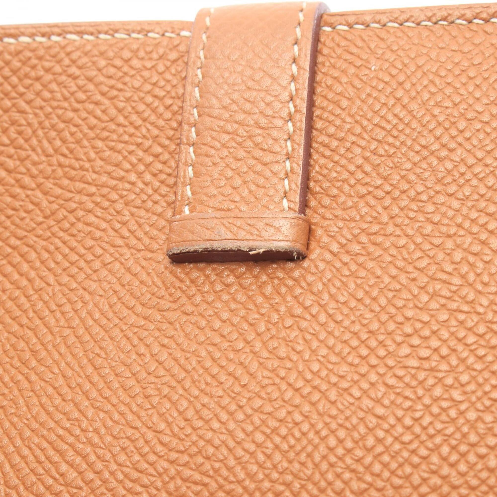 Hermes Brown Gold Brown Epsom Leather Long Wallet (Bi-Fold) (Pre-Owned)