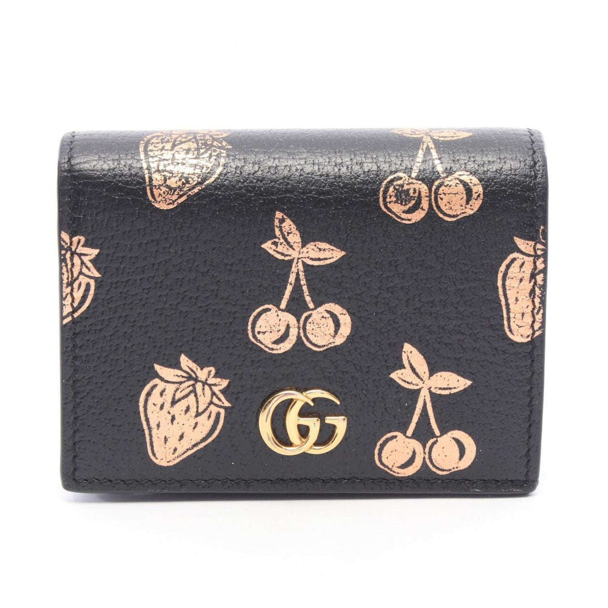 Gucci Gold Black Leather Wallet (Bi-Fold) (Pre-Owned)
