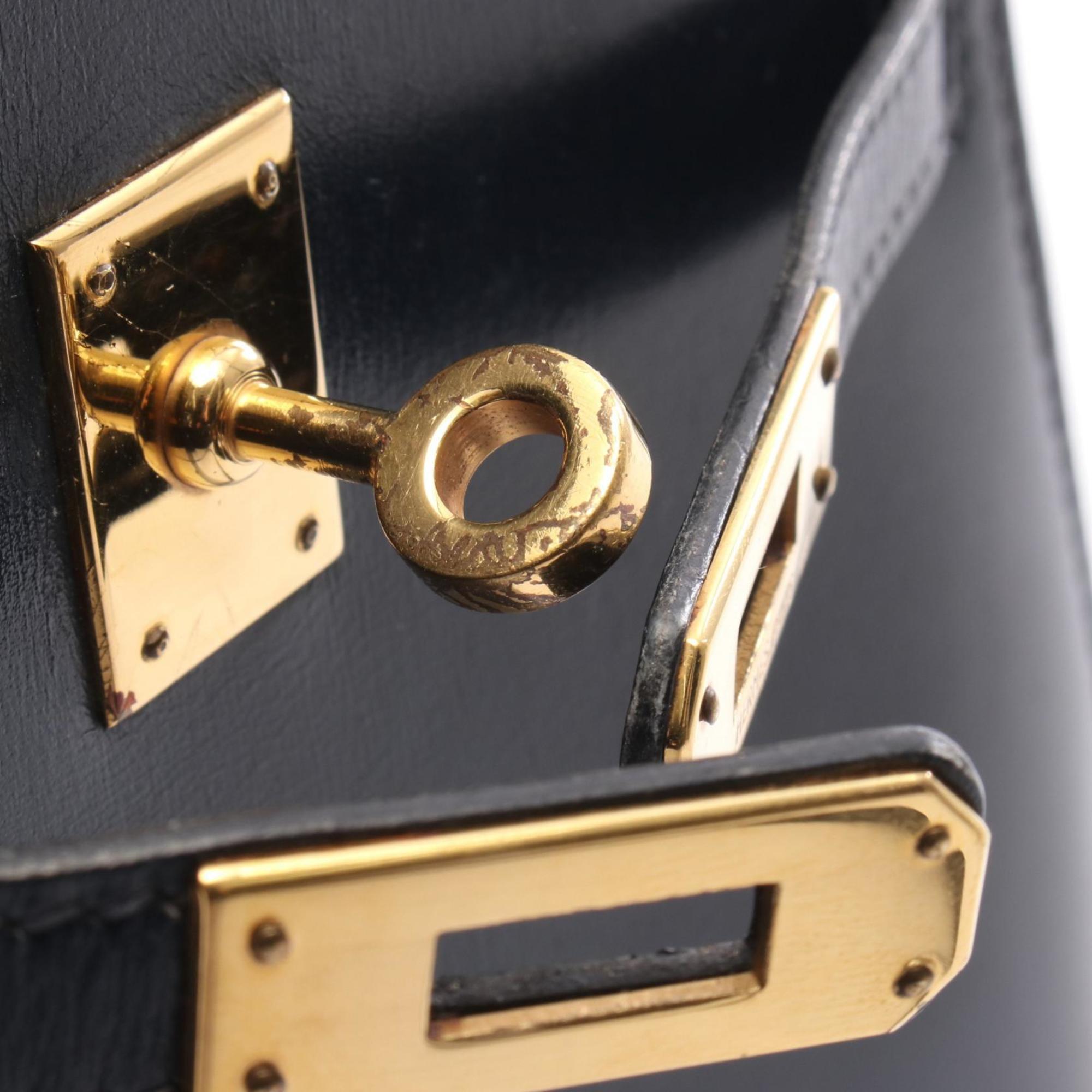 Hermes Navy Leather Shoulder Bag (Pre-Owned)