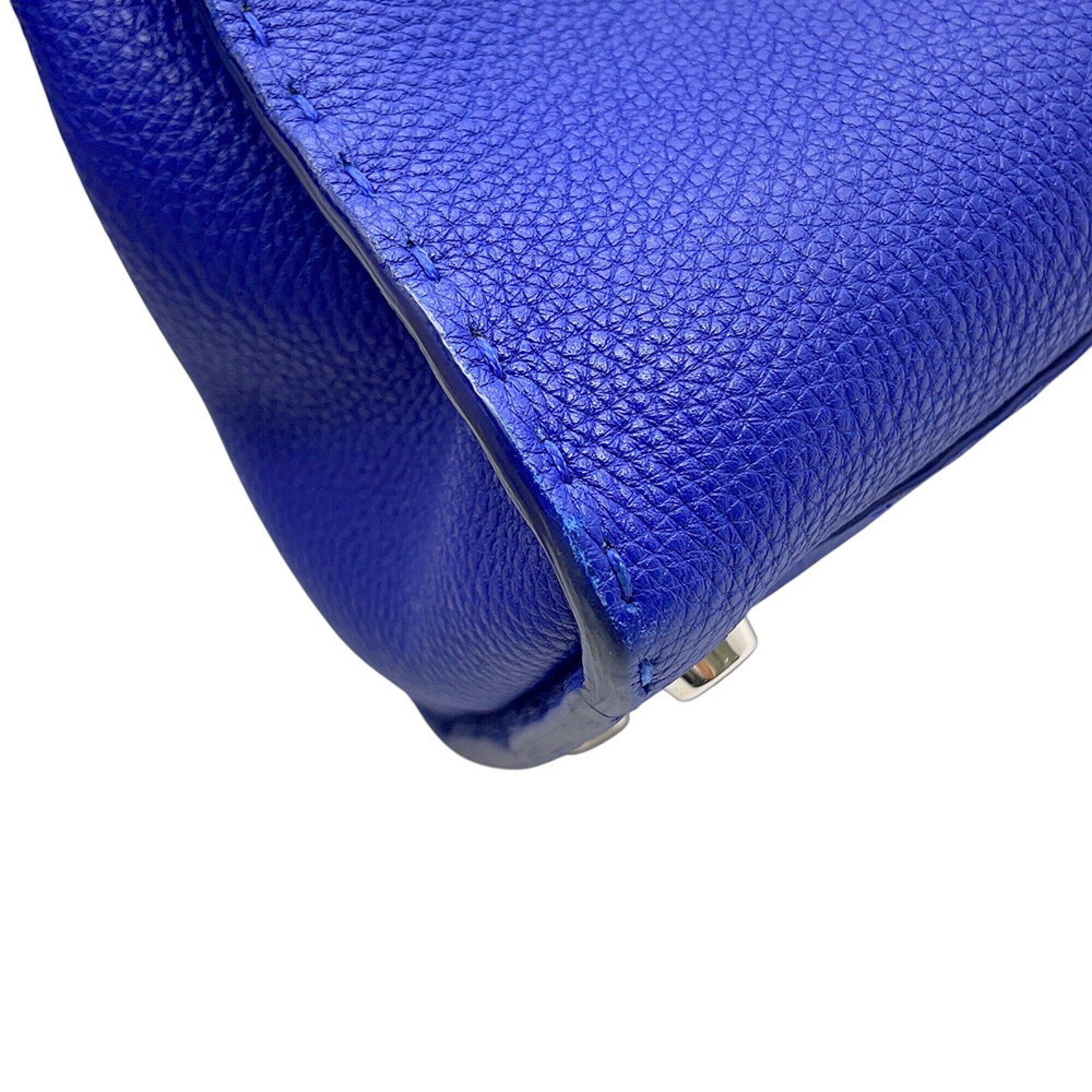 Fendi Blue Leather Handbag Shoulder Bag (Pre-Owned)