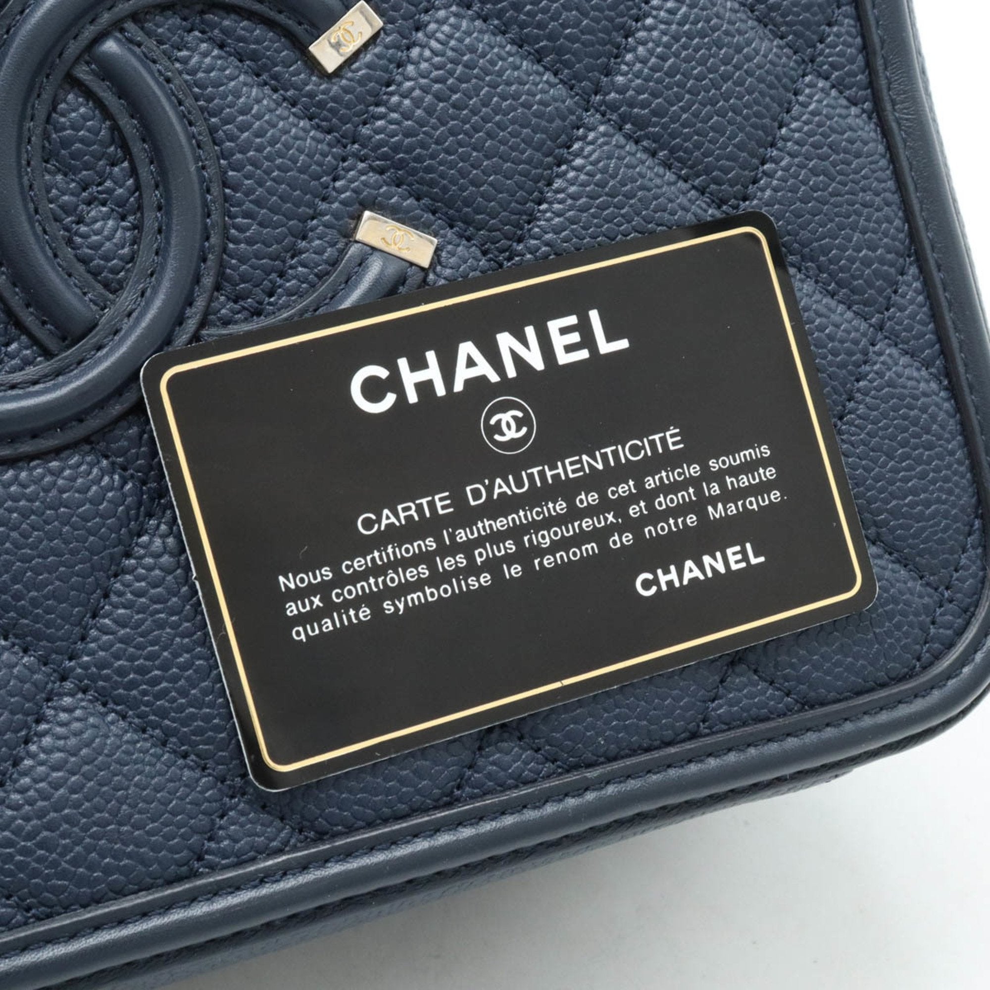 Chanel Navy Caviar Leather Handbag (Pre-Owned)
