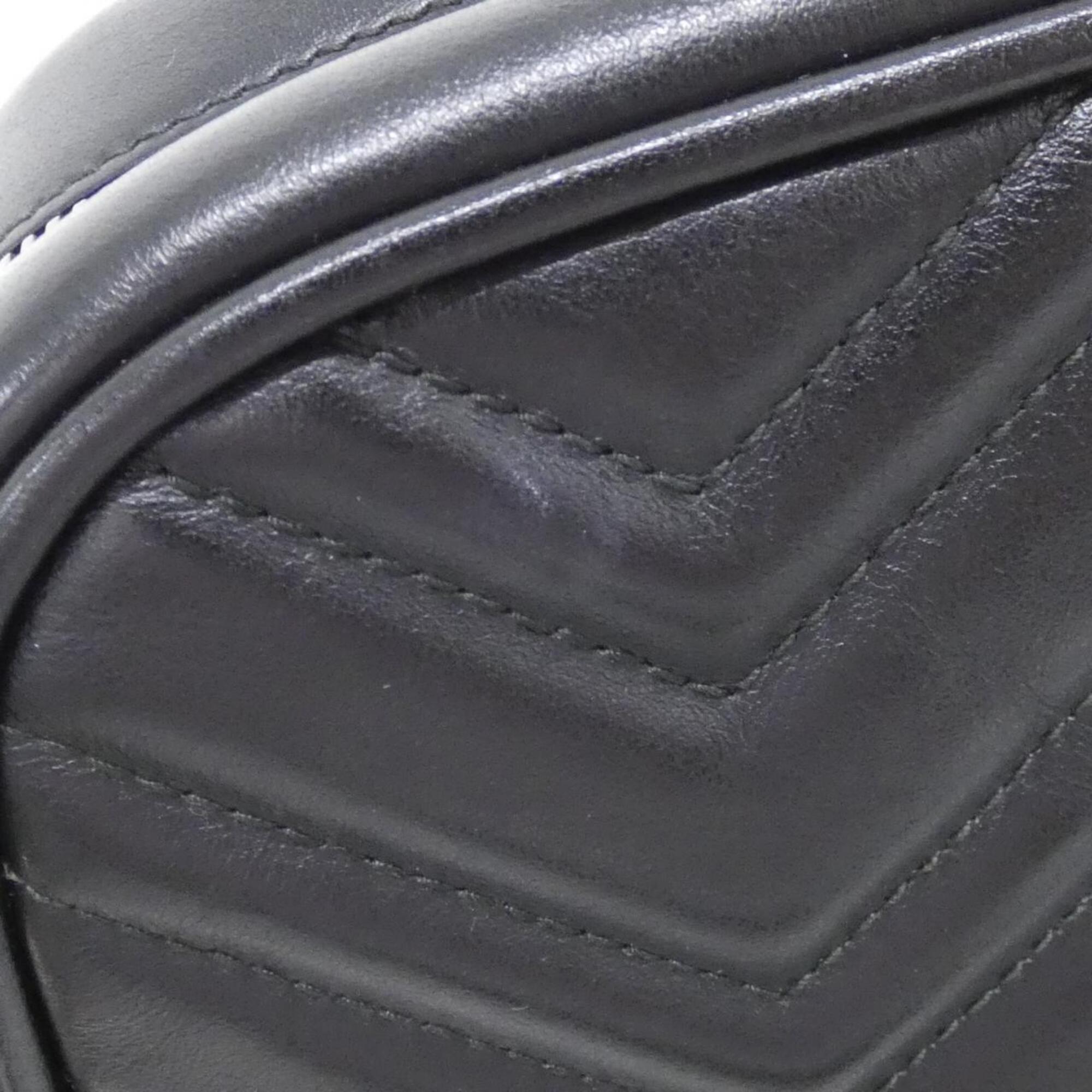Gucci Gg Marmont Black Leather Shoulder Bag (Pre-Owned)