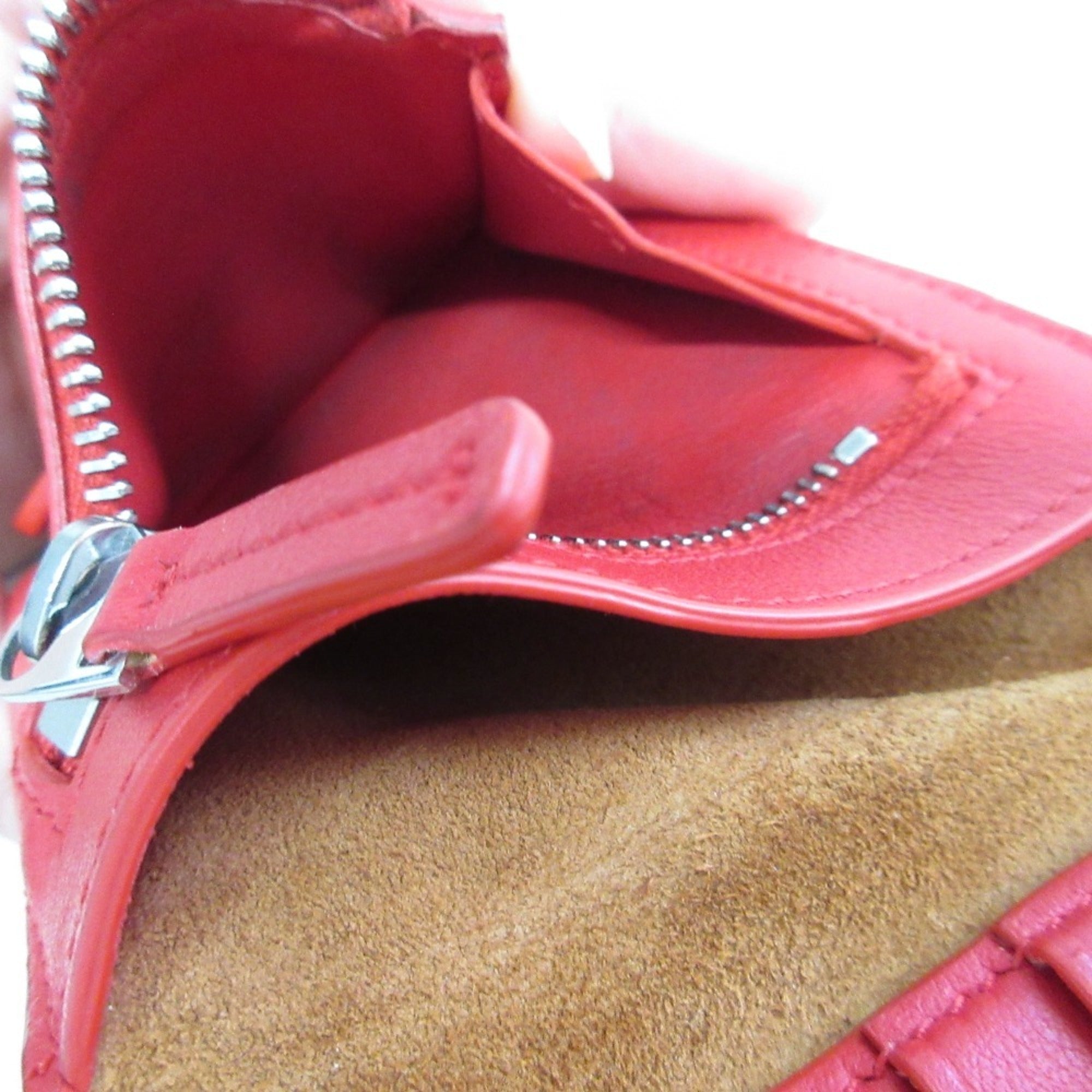 Bottega Veneta Pink Red Color Leather Wallet (Bi-Fold) (Pre-Owned)