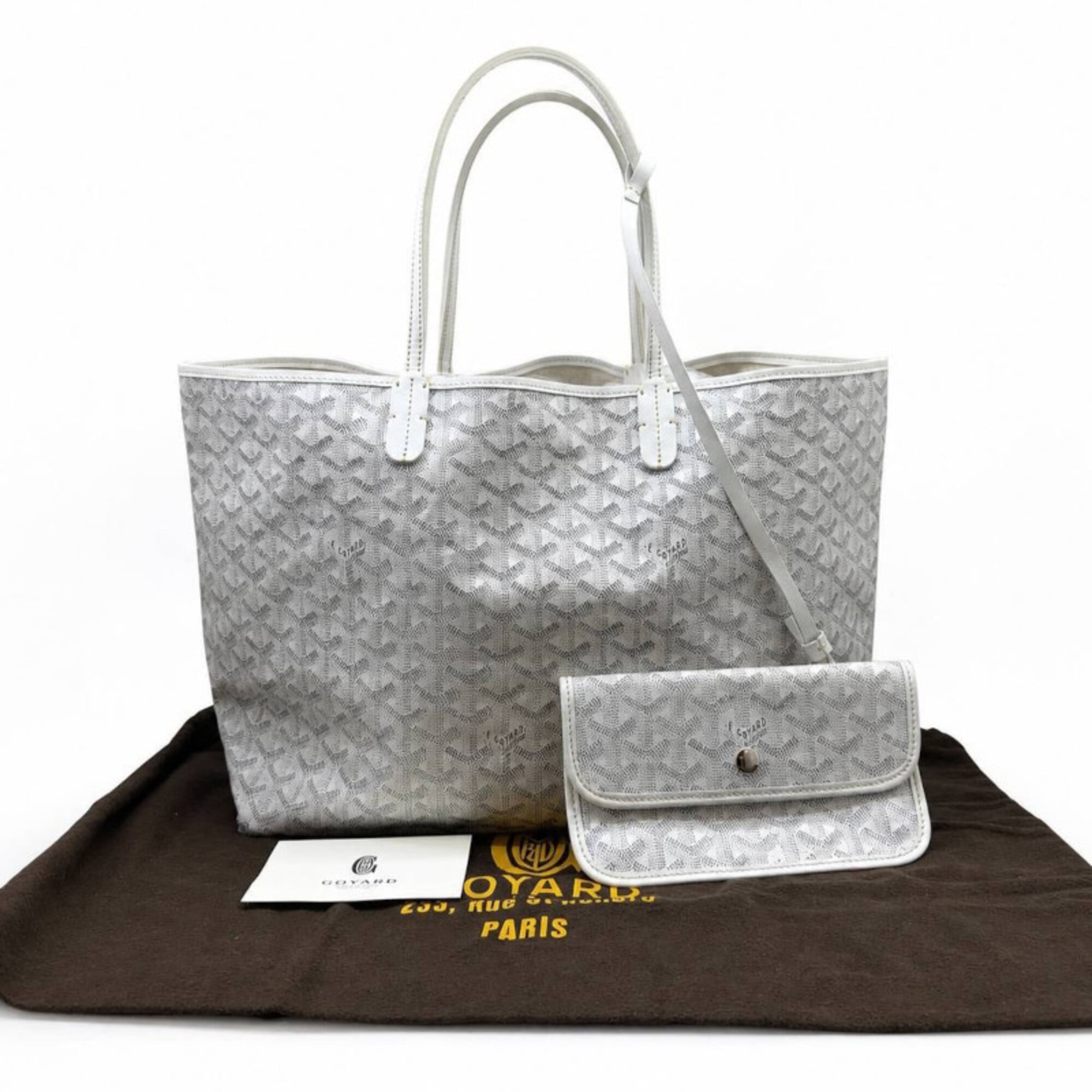 Goyard White Coated Canvas Leather Shoulder Bag Tote Bag (Pre-Owned)