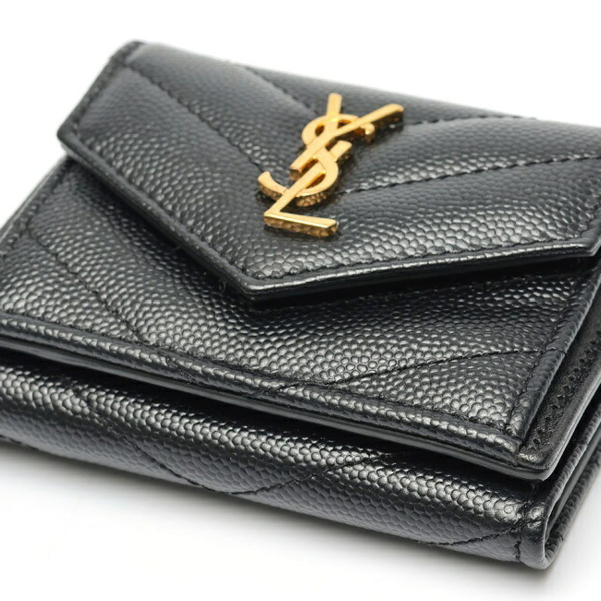 Saint Laurent Black Leather Wallet (Tri-Fold) (Pre-Owned)