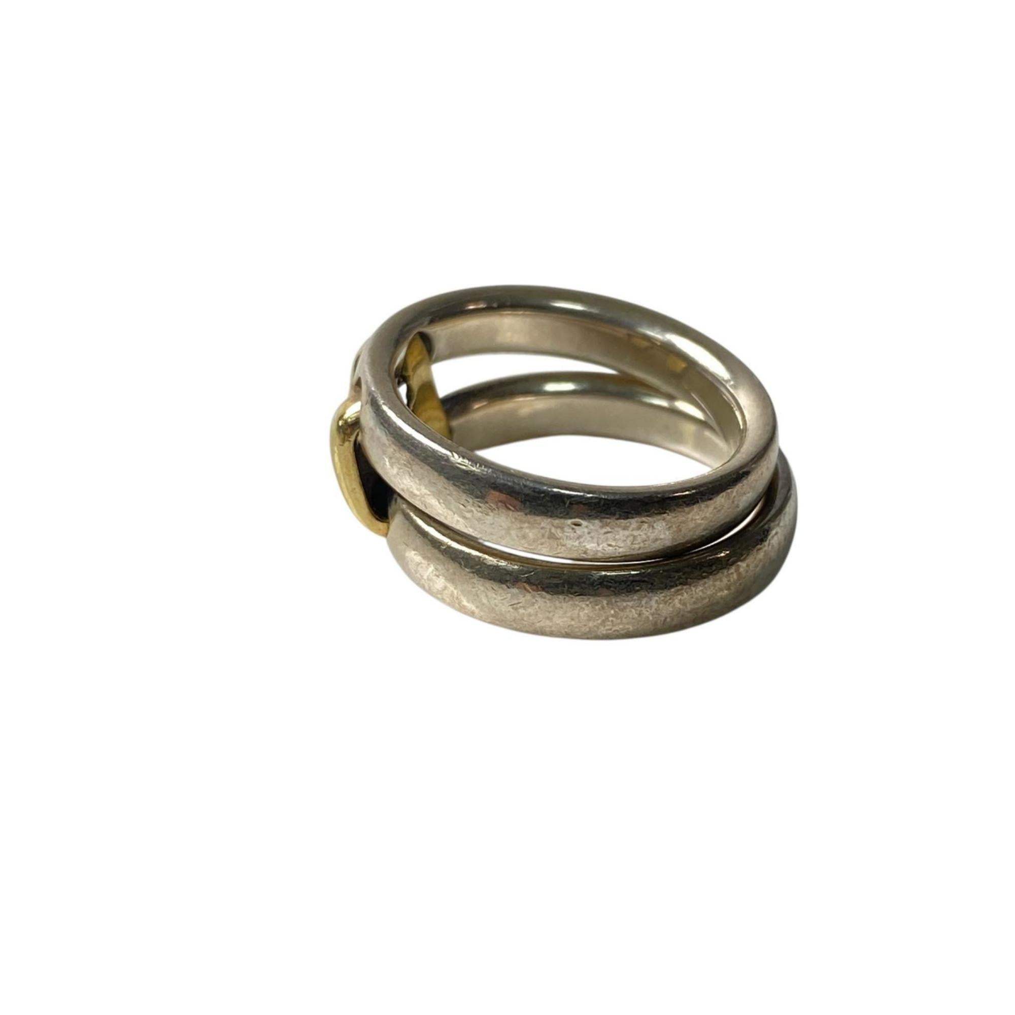 Hermes Gold Silver 925 Band Ring (Pre-Owned)