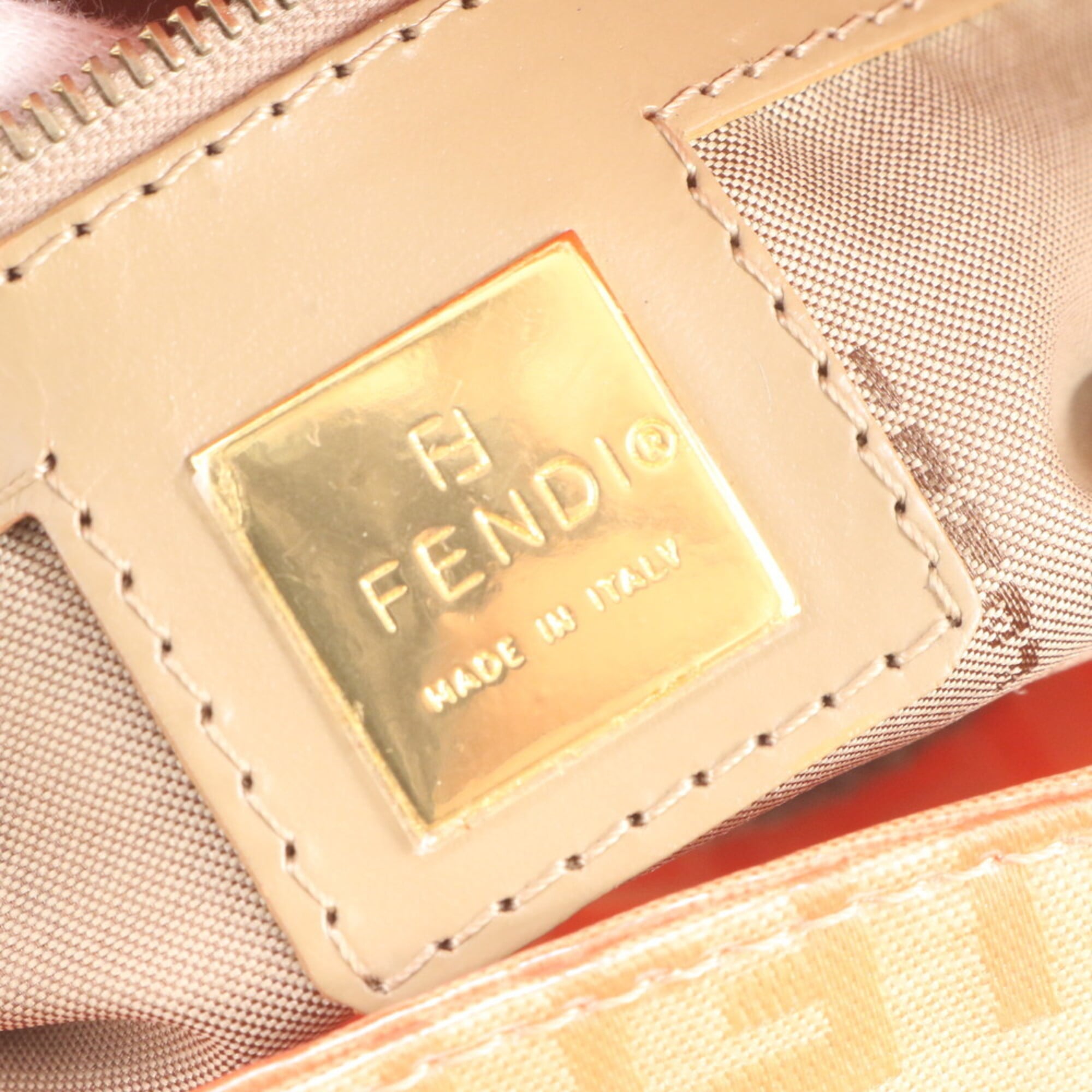 Fendi Orange Leather Coated Canvas Handbag Shoulder Bag (Pre-Owned)
