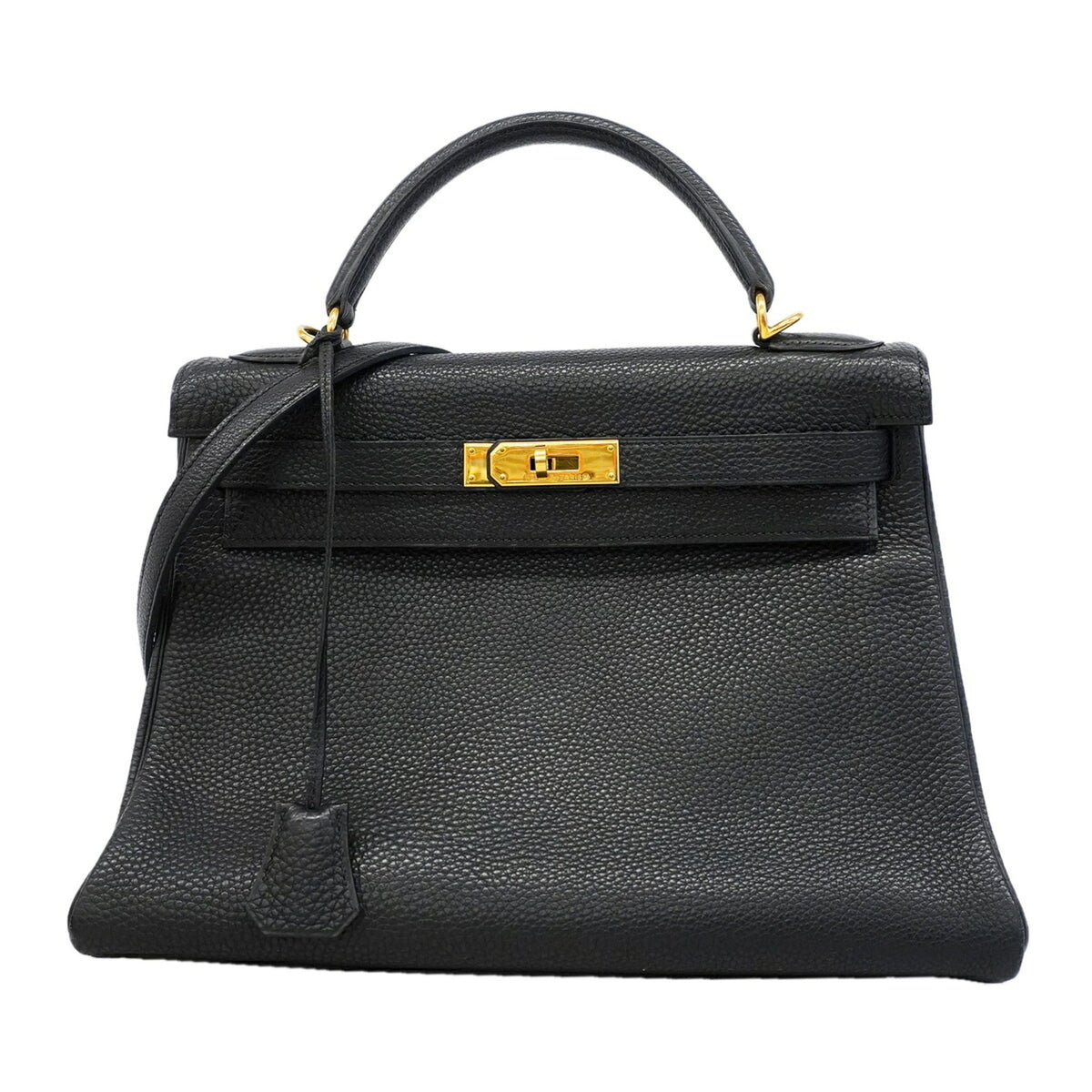 Hermes Black Taurillon Clemence Leather Handbag (Pre-Owned)