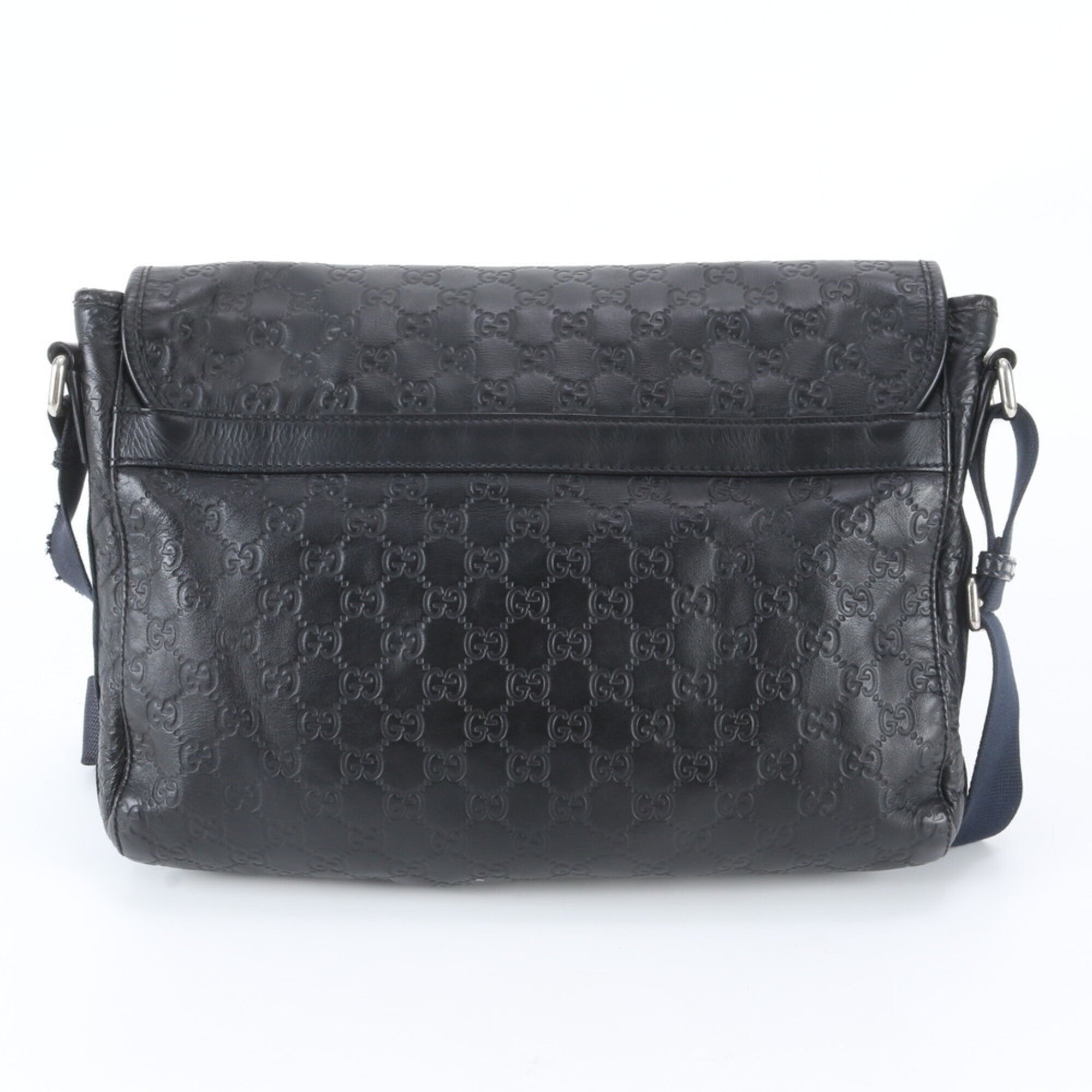 Gucci Black Leather Messenger Bag Shoulder Bag Tote Bag (Pre-Owned)
