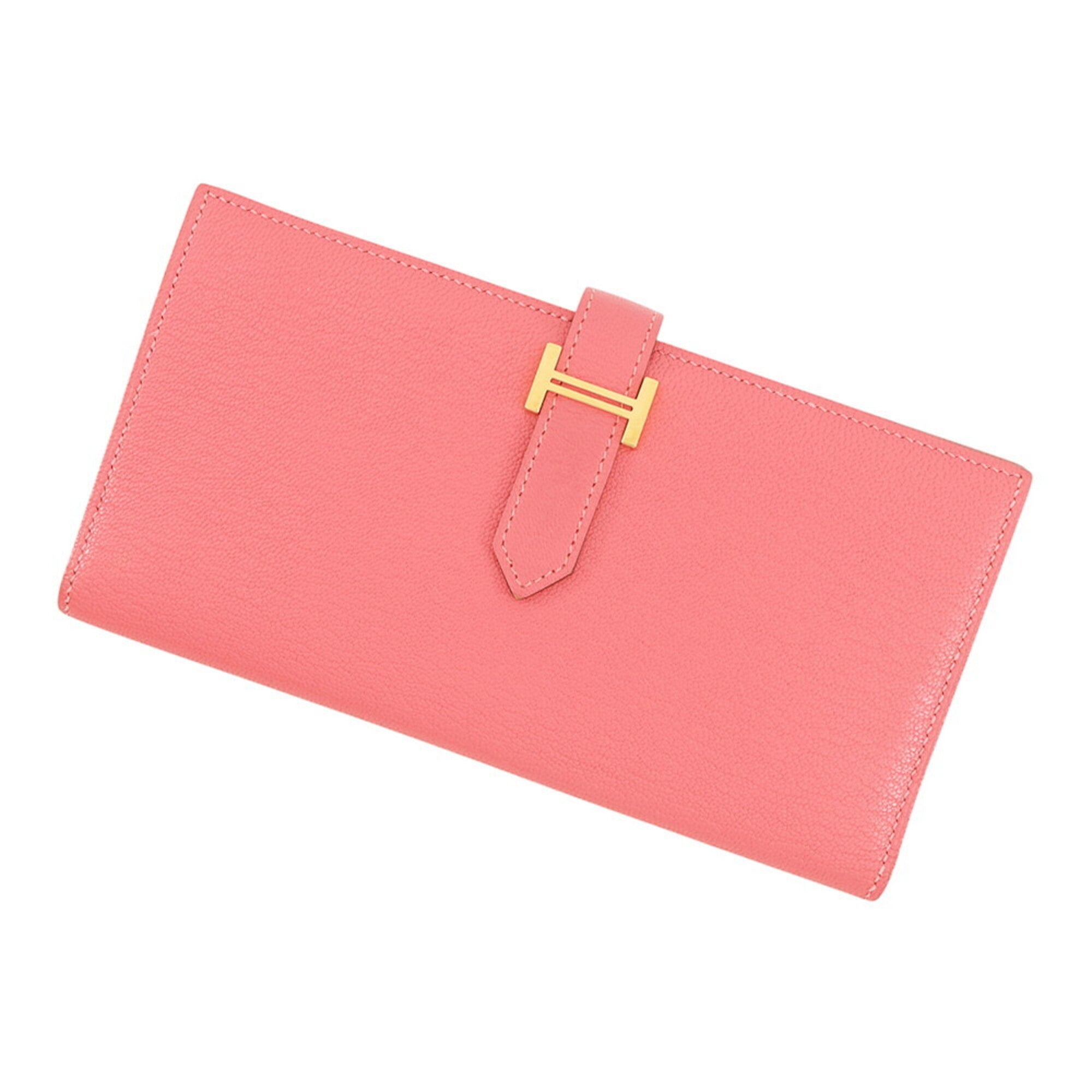Hermes Pink Chevre Myzore Leather Long Wallet (Bi-Fold) (Pre-Owned)