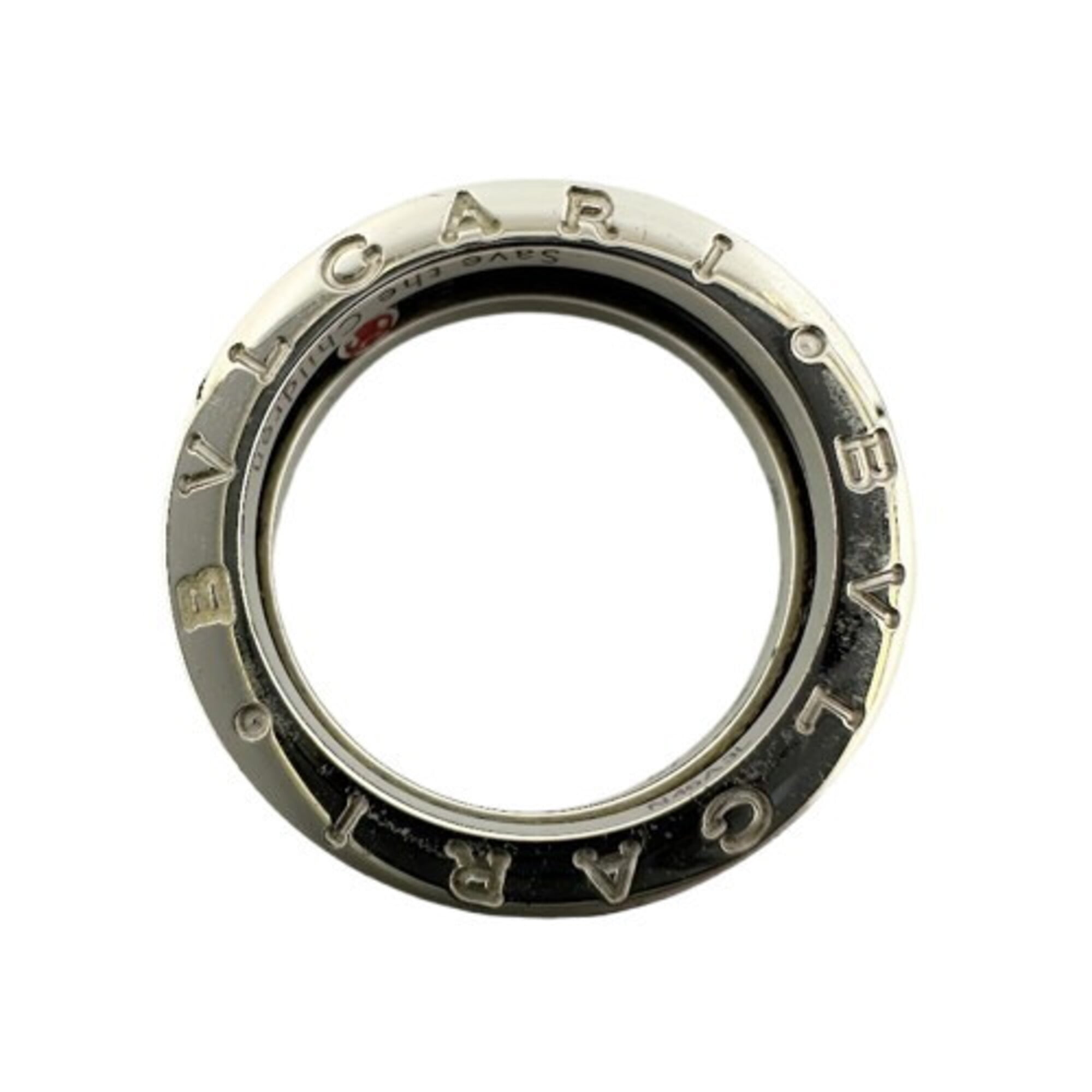Bvlgari Silver Black Ceramic Silver 925 Band Ring (Pre-Owned)