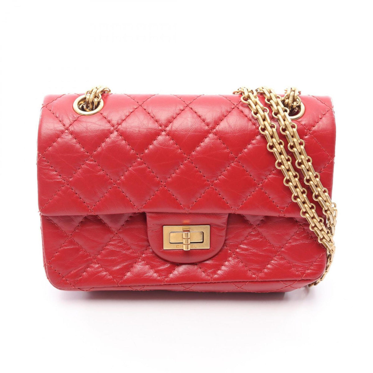 Chanel Red Color Leather Handbag Shoulder Bag (Pre-Owned)