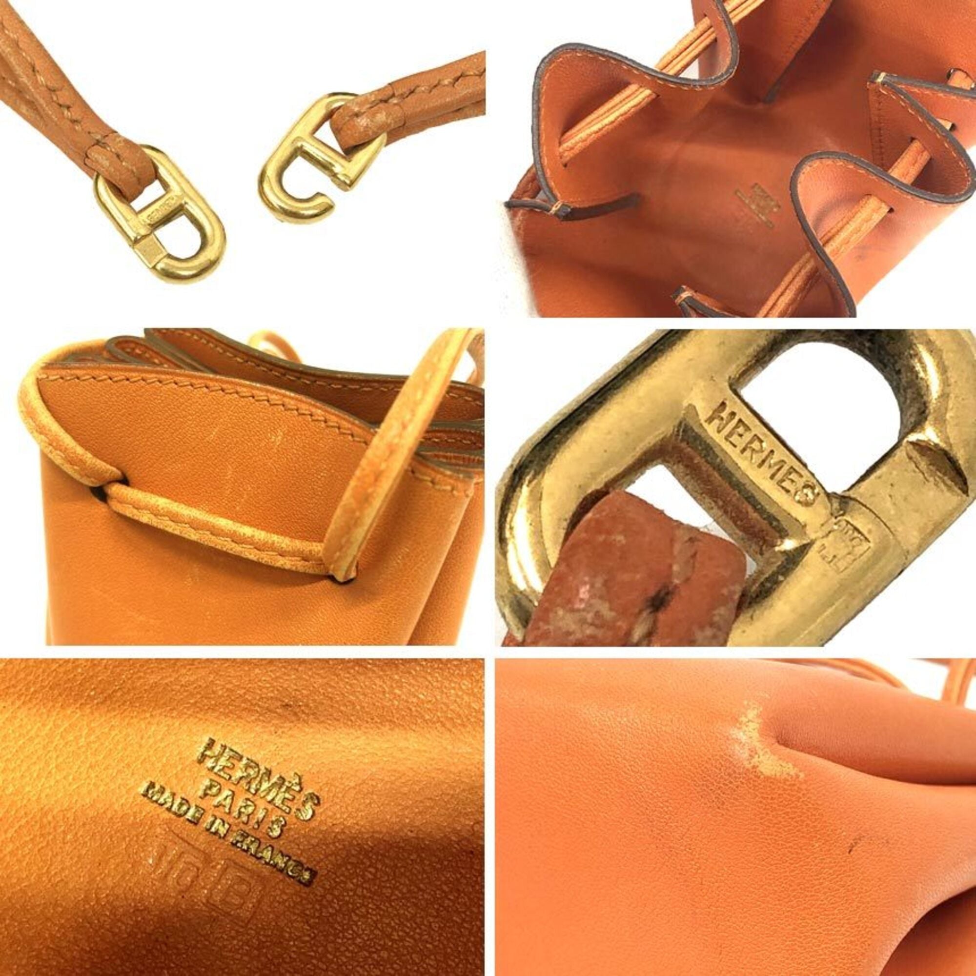 Hermes Orange Box Calf Leather Pouch (Pre-Owned)