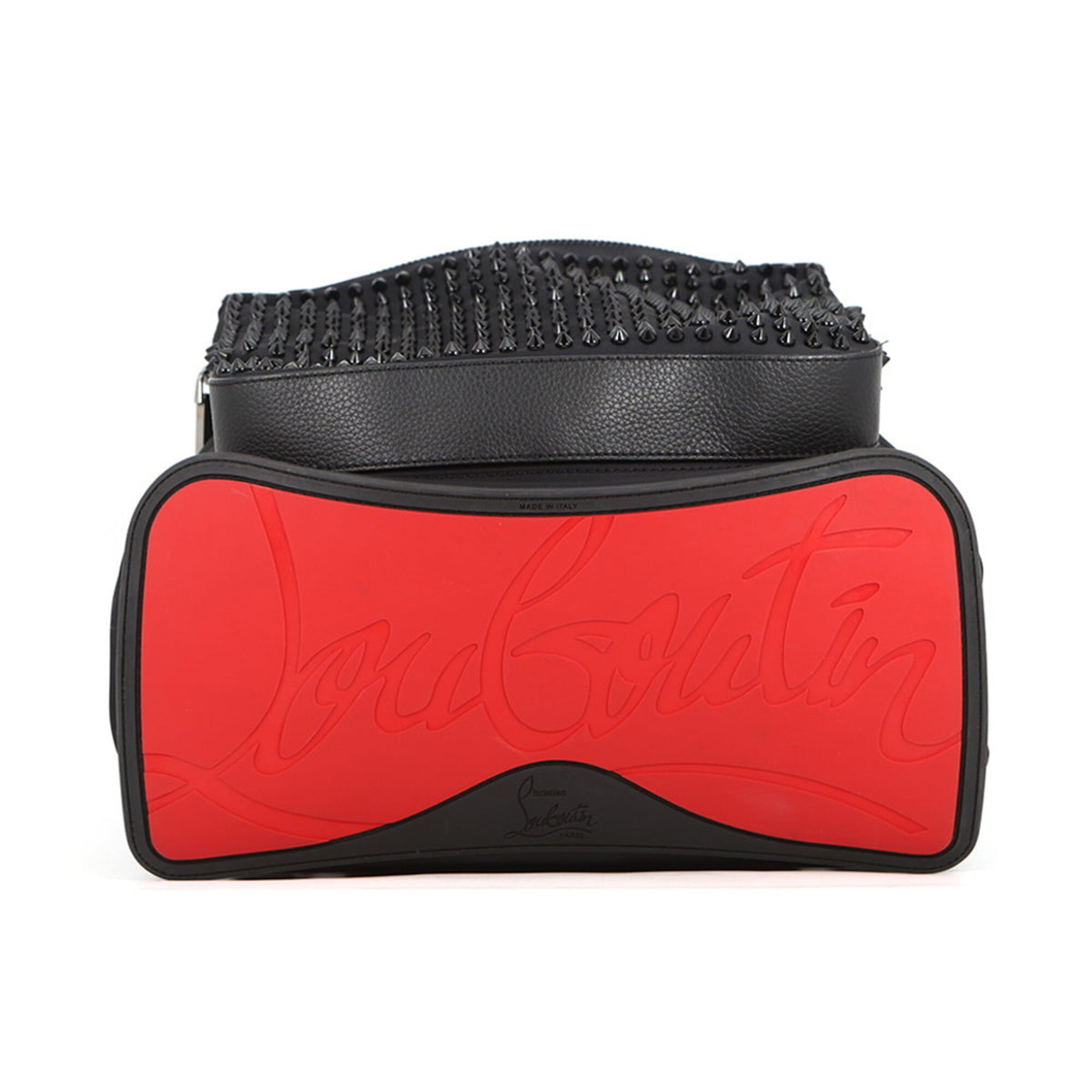 Christian Louboutin Black Red Color Nylon Leather Rubber Backpack (Pre-Owned)