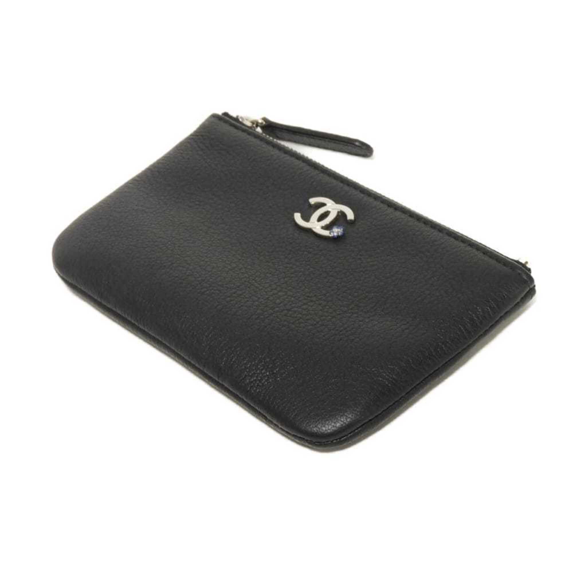 Chanel Black Leather Coin Purse/Coin Case (Pre-Owned)