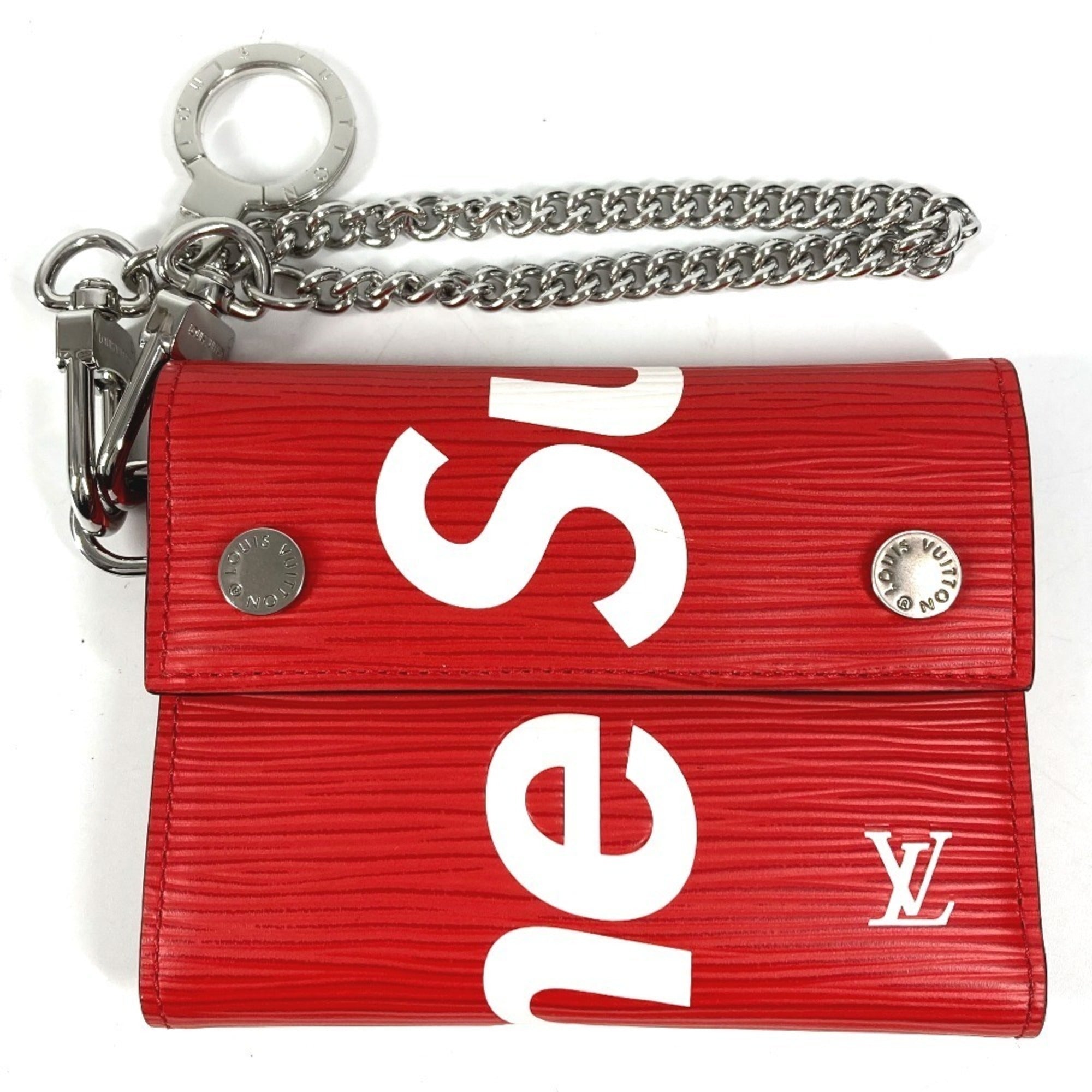 Louis Vuitton Epi Red Color White Epi Leather Chain/Shoulder Wallet (Pre-Owned)