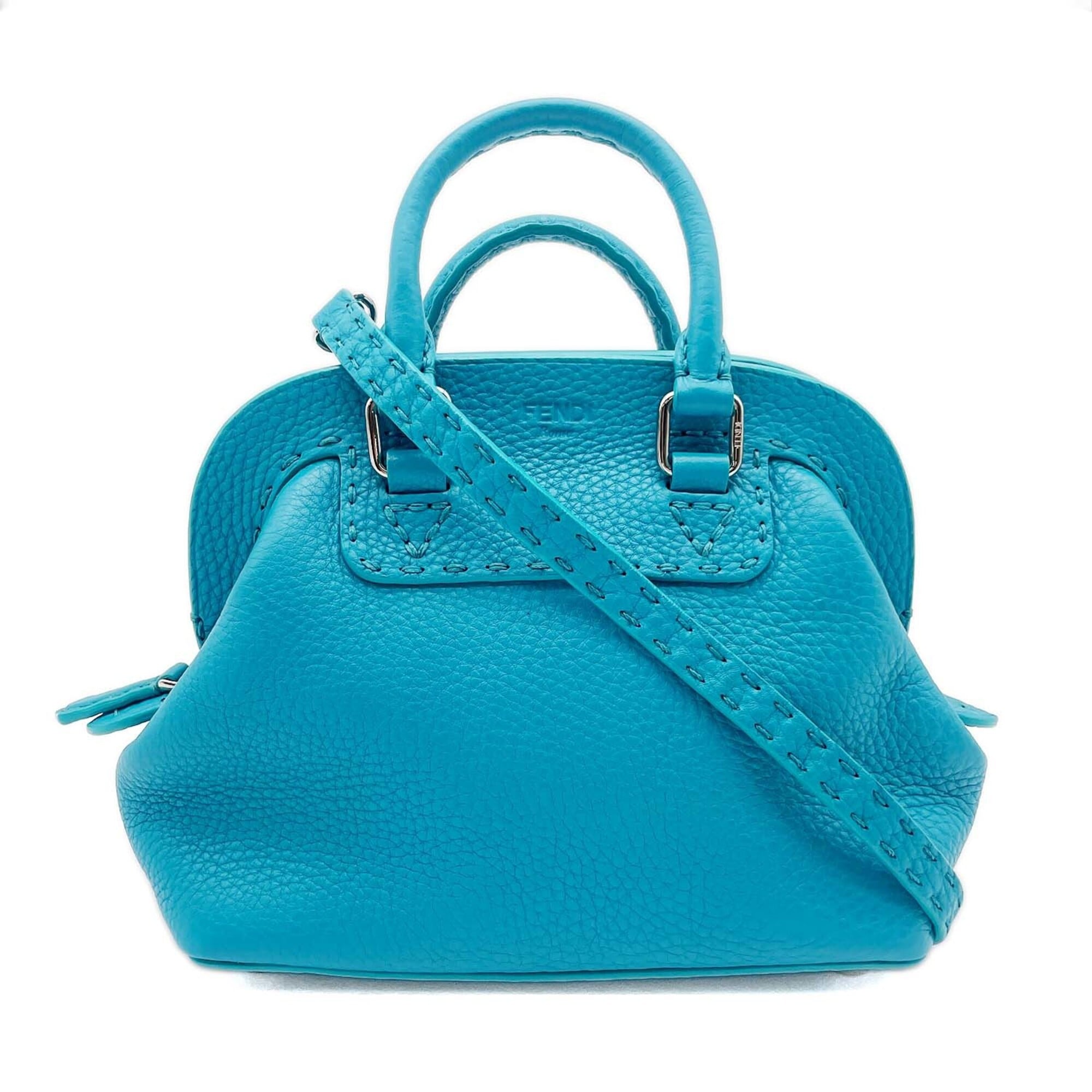 Fendi Blue Leather Shoulder Bag (Pre-Owned)