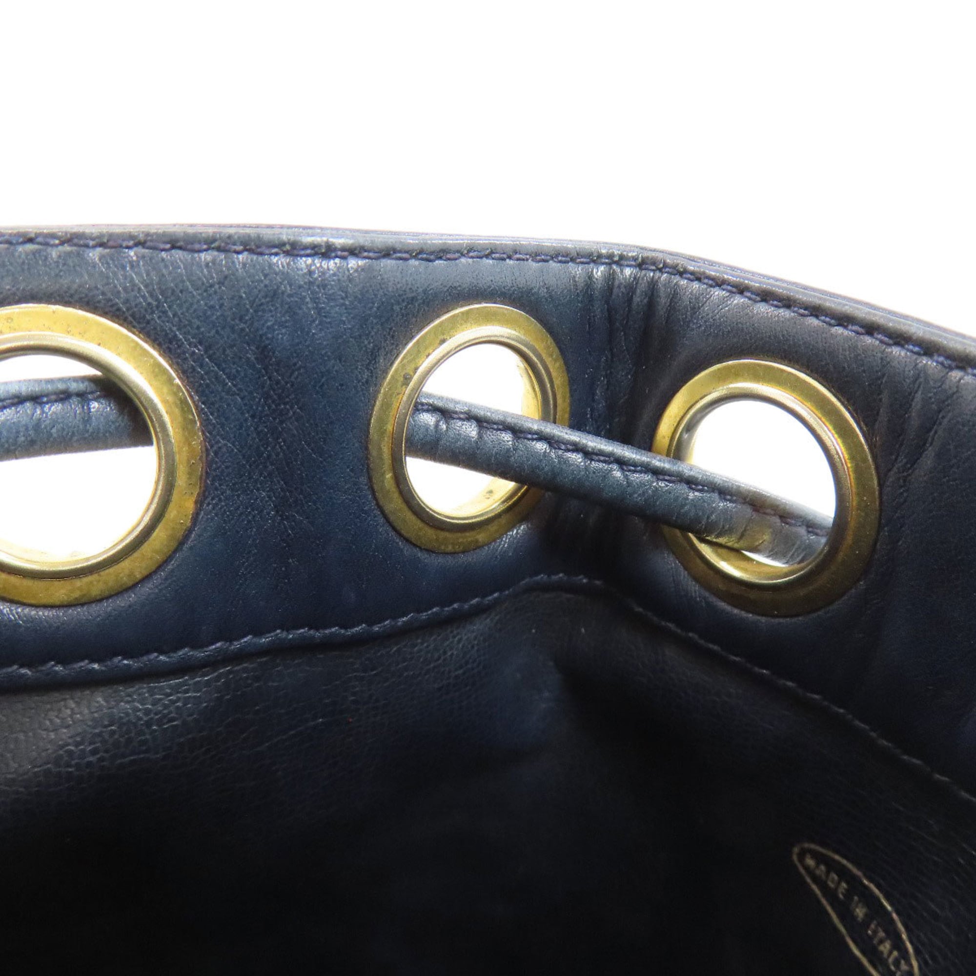 Chanel Navy Leather Pouch Shoulder Bag (Pre-Owned)