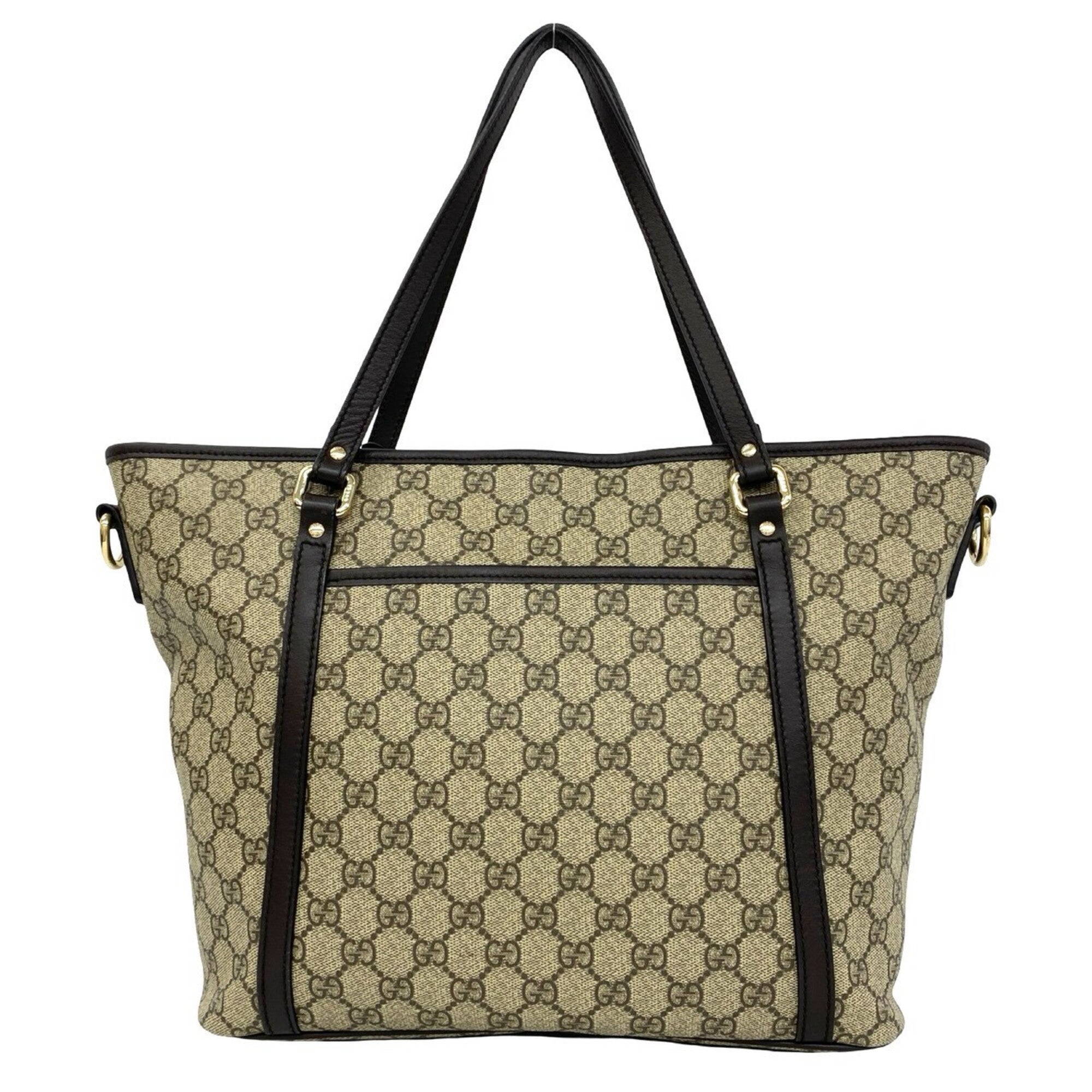 Gucci Beige Brown Pvc Leather Handbag Shoulder Bag Tote Bag (Pre-Owned)