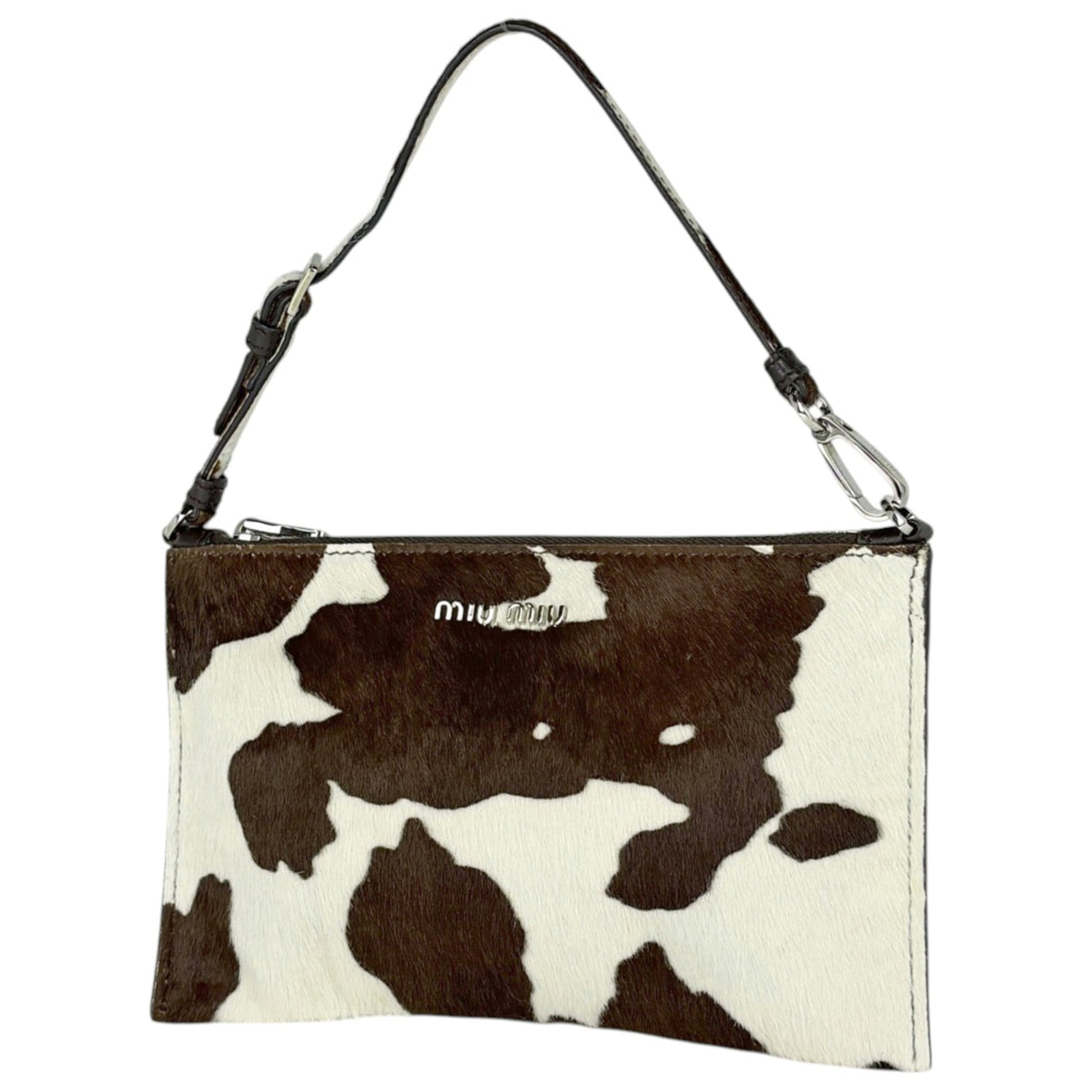 Miu Miu Brown White Leather Handbag Pouch (Pre-Owned)
