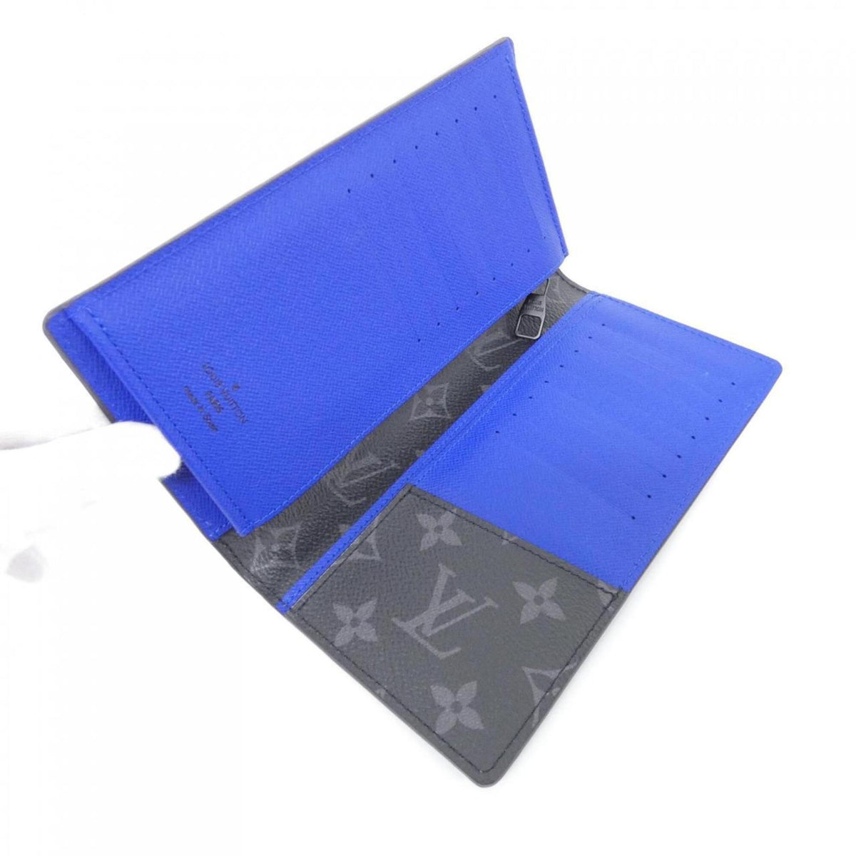 Louis Vuitton Black Blue Leather Long Wallet (Bi-Fold) (Pre-Owned)