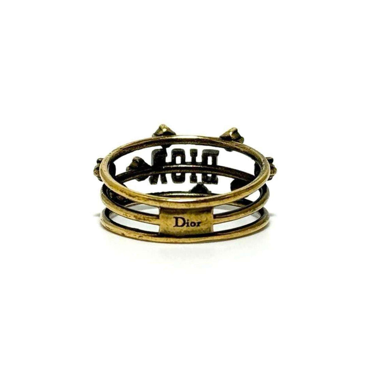Christian Dior Metal Rhinestone Band Ring (Pre-Owned)