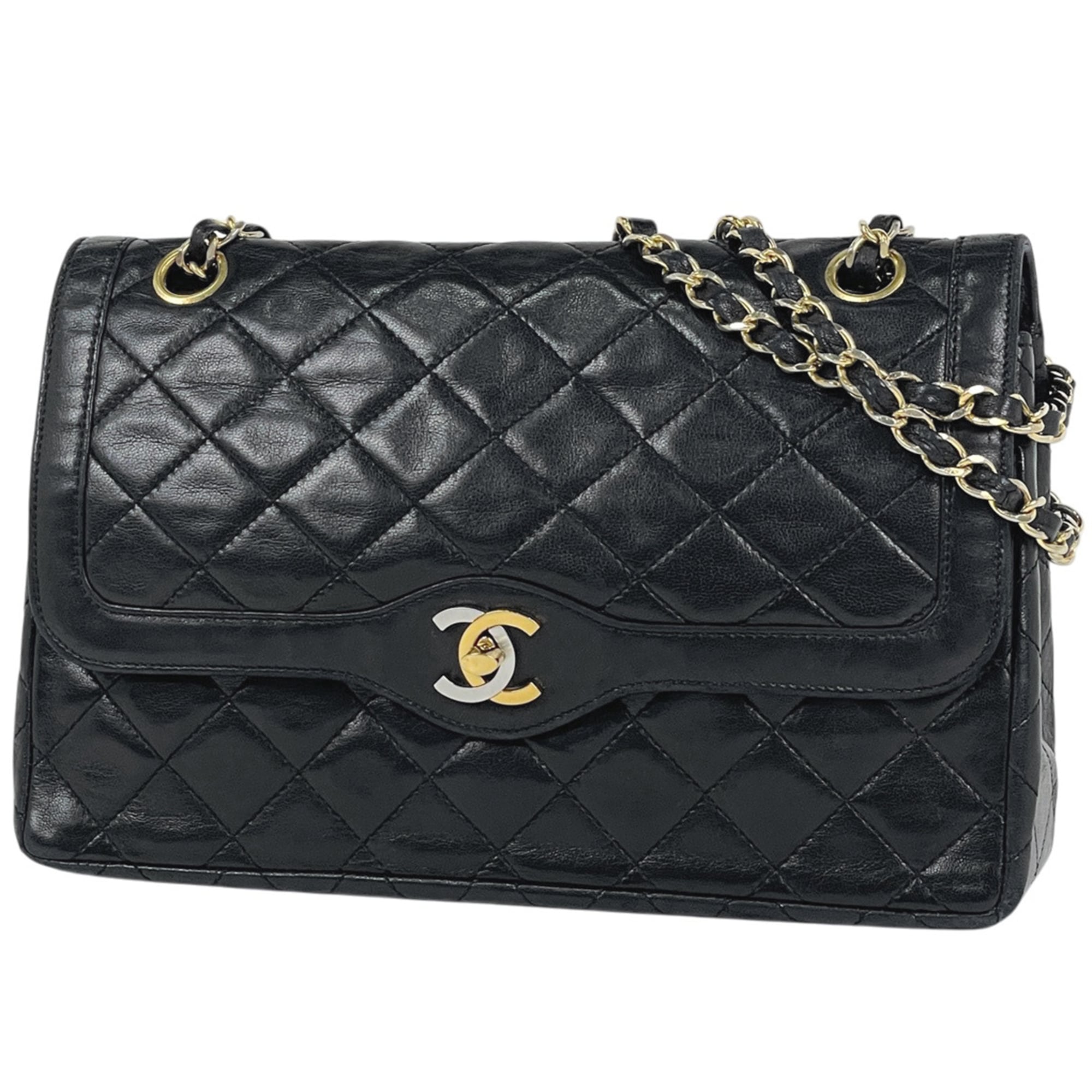 Chanel Matelasse Black Leather Shoulder Bag (Pre-Owned)