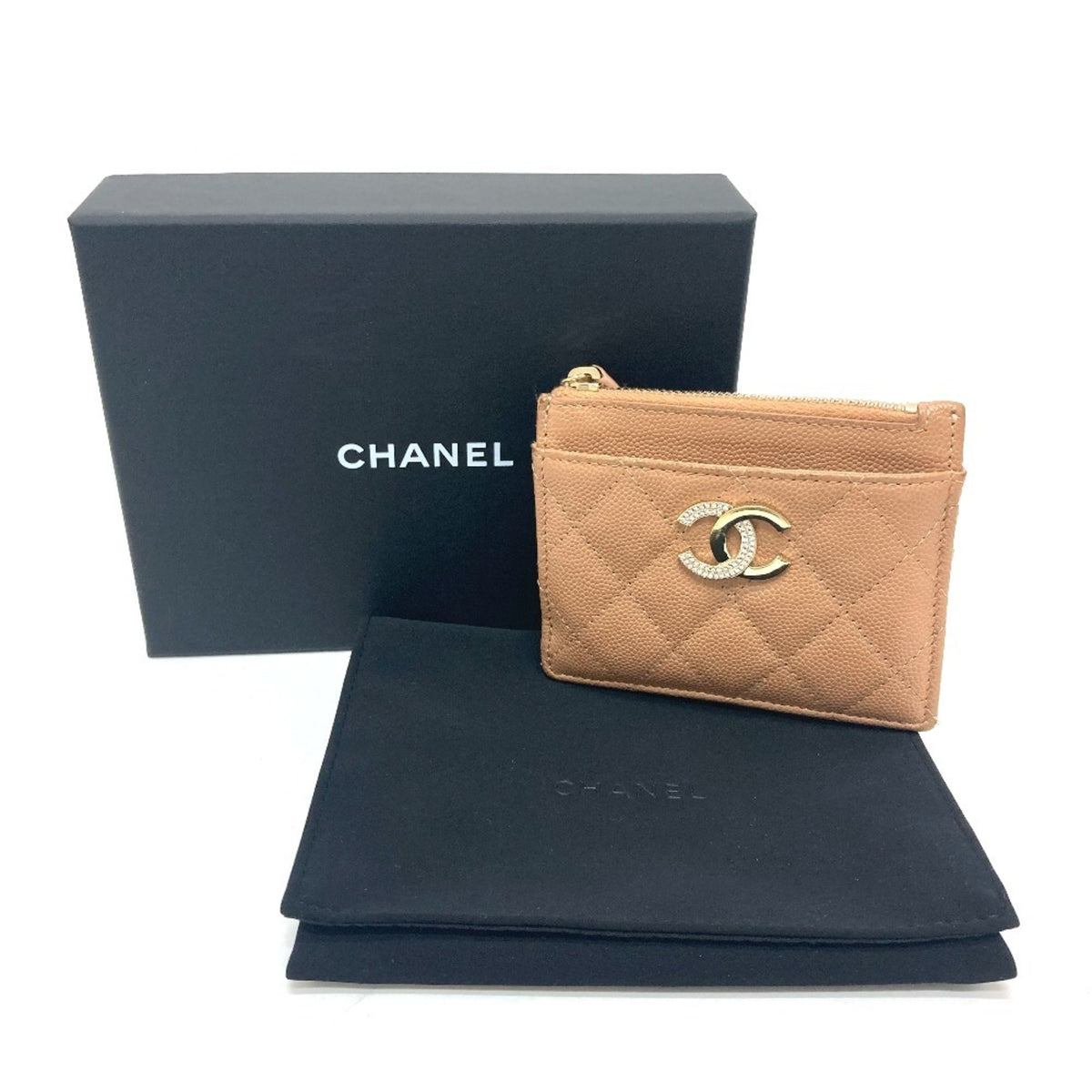 Chanel Beige Grained Calfskin Wallet (Bi-Fold) (Pre-Owned)