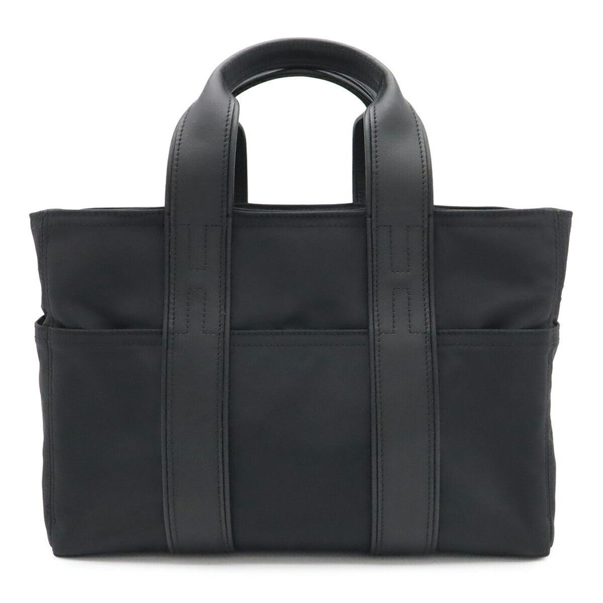 Hermes Acapulco Black Nylon Leather Handbag Tote Bag (Pre-Owned)