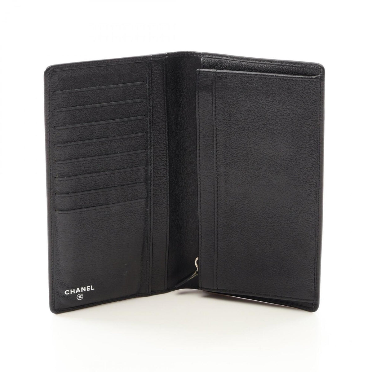 Chanel Black Leather Long Wallet (Bi-Fold) (Pre-Owned)