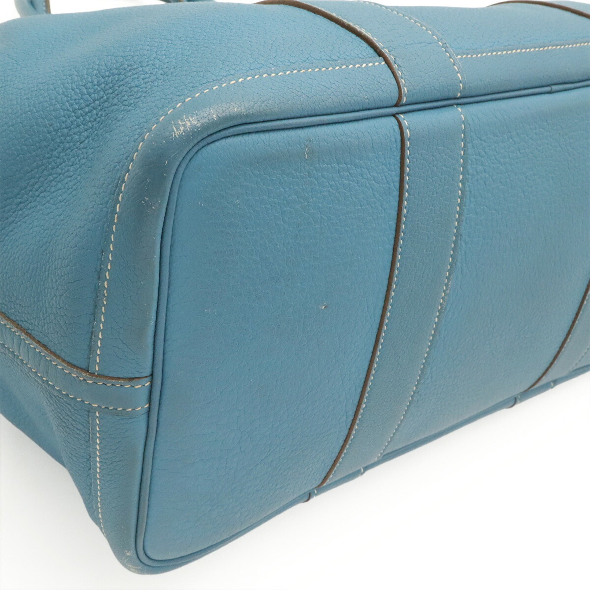 Hermes Light Blue Leather Handbag Shoulder Bag Tote Bag (Pre-Owned)