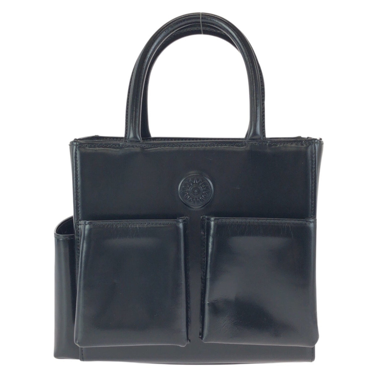 Versace Black Leather Handbag Tote Bag (Pre-Owned)