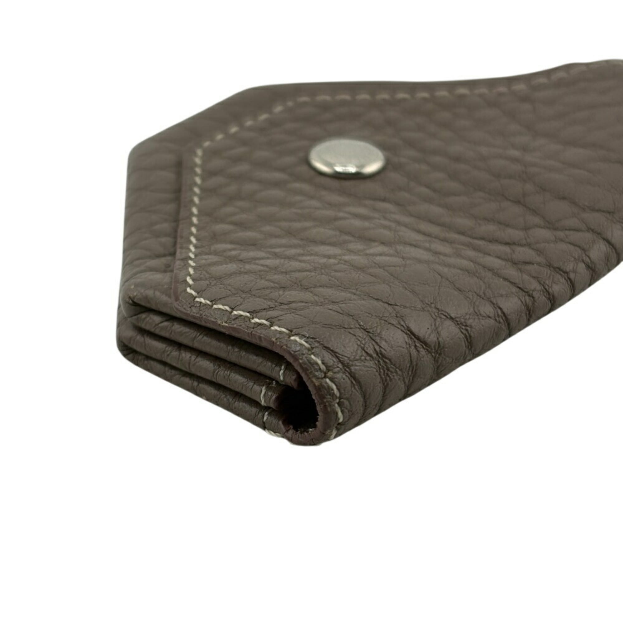 Hermes Gray Leather Coin Purse/Coin Case (Pre-Owned)