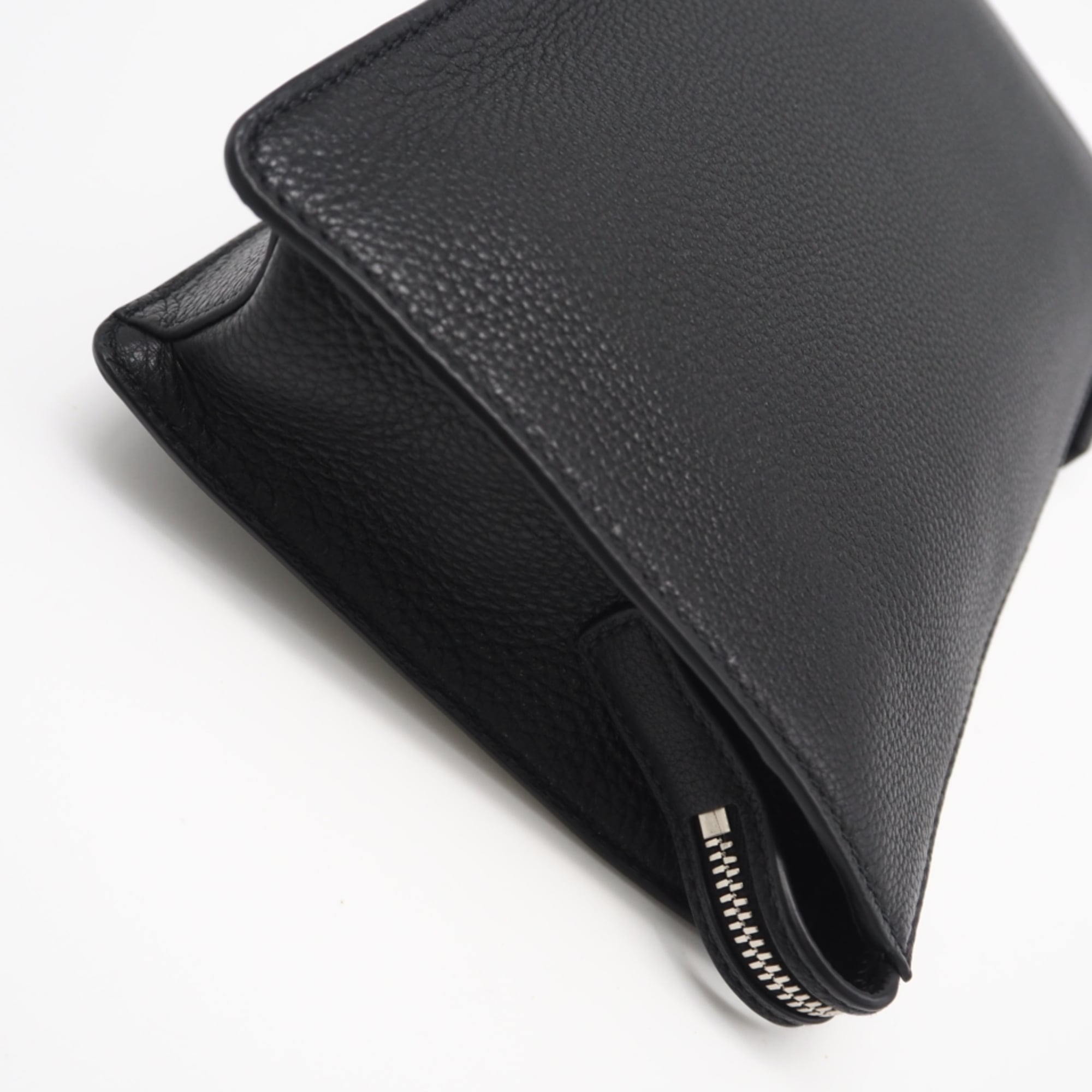 Prada Black Leather Beach Bag Clutch Bag (Pre-Owned)